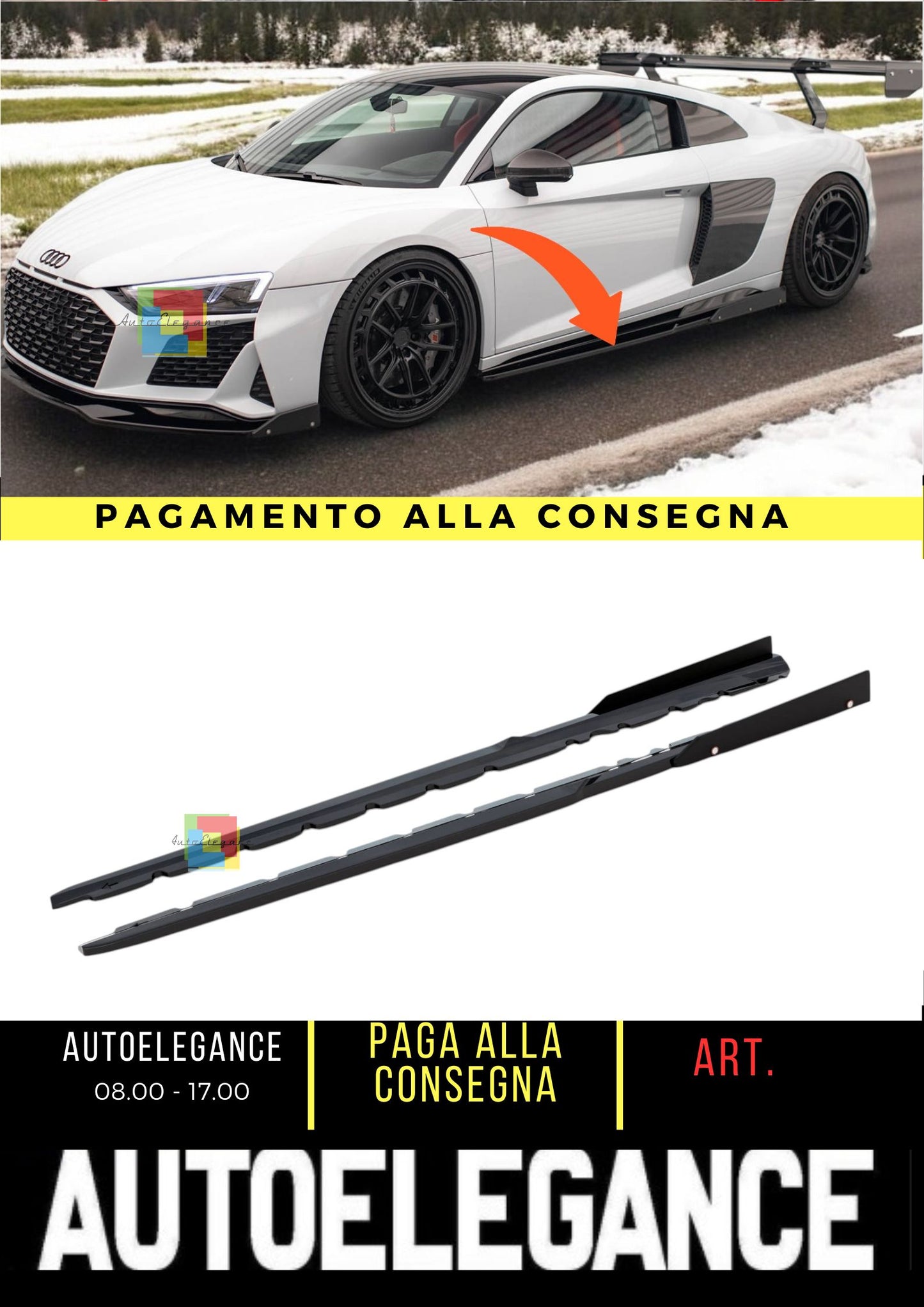 🌺Side Skirts Diffusers V.2+ Flaps Suitable For Audi R8 Mk2 Facelift🌺
