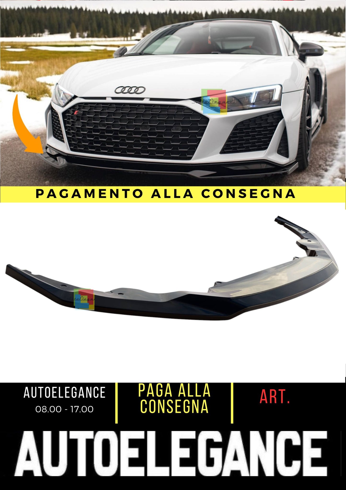 🌺Splitter anteriore V.3 adatto per Audi R8 Mk2 Facelift🌺