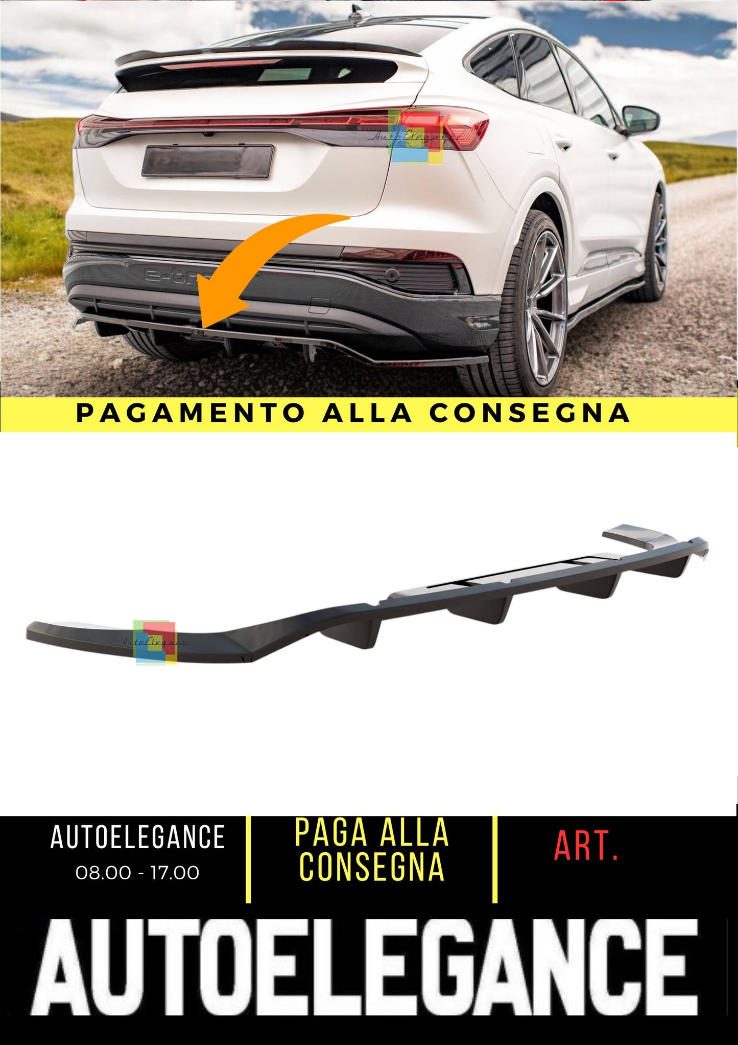 🔥Splitter posteriore adatto perAudi Q4 e-tron Sportback S-line Mk1🔥