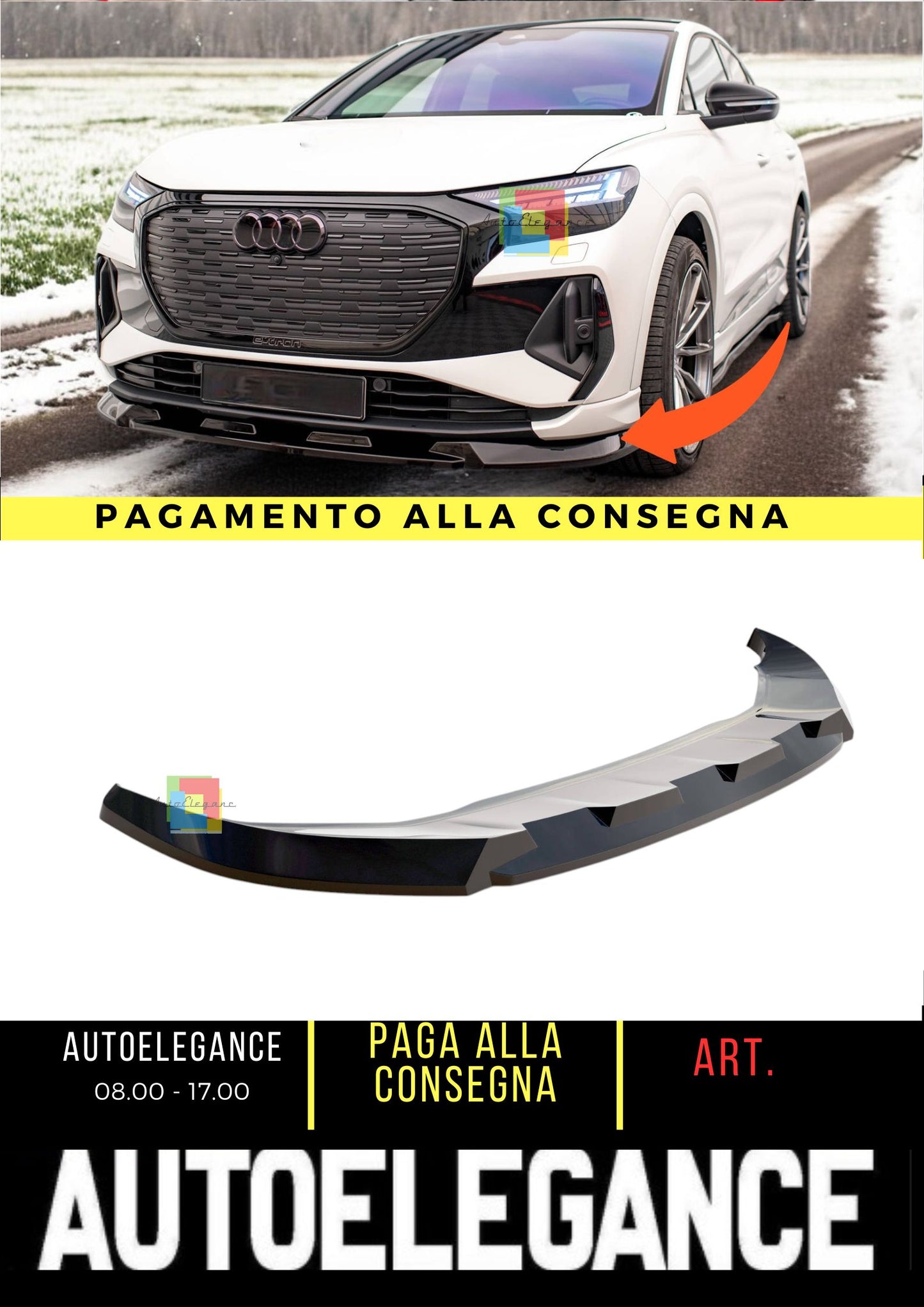 🔥Splitter anteriore V.1 adatto per Audi Q4 e-tron Sportback S-line Mk1🔥