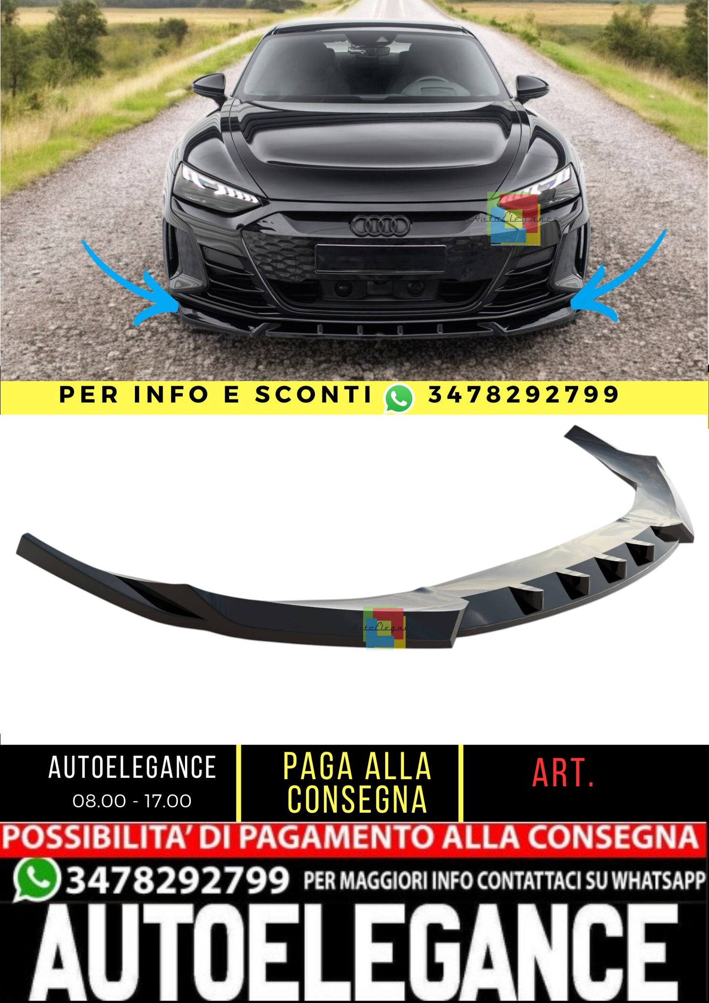 💯Splitter anteriore V.1 adatto per Audi e-Tron GT / RS GT Mk1💯