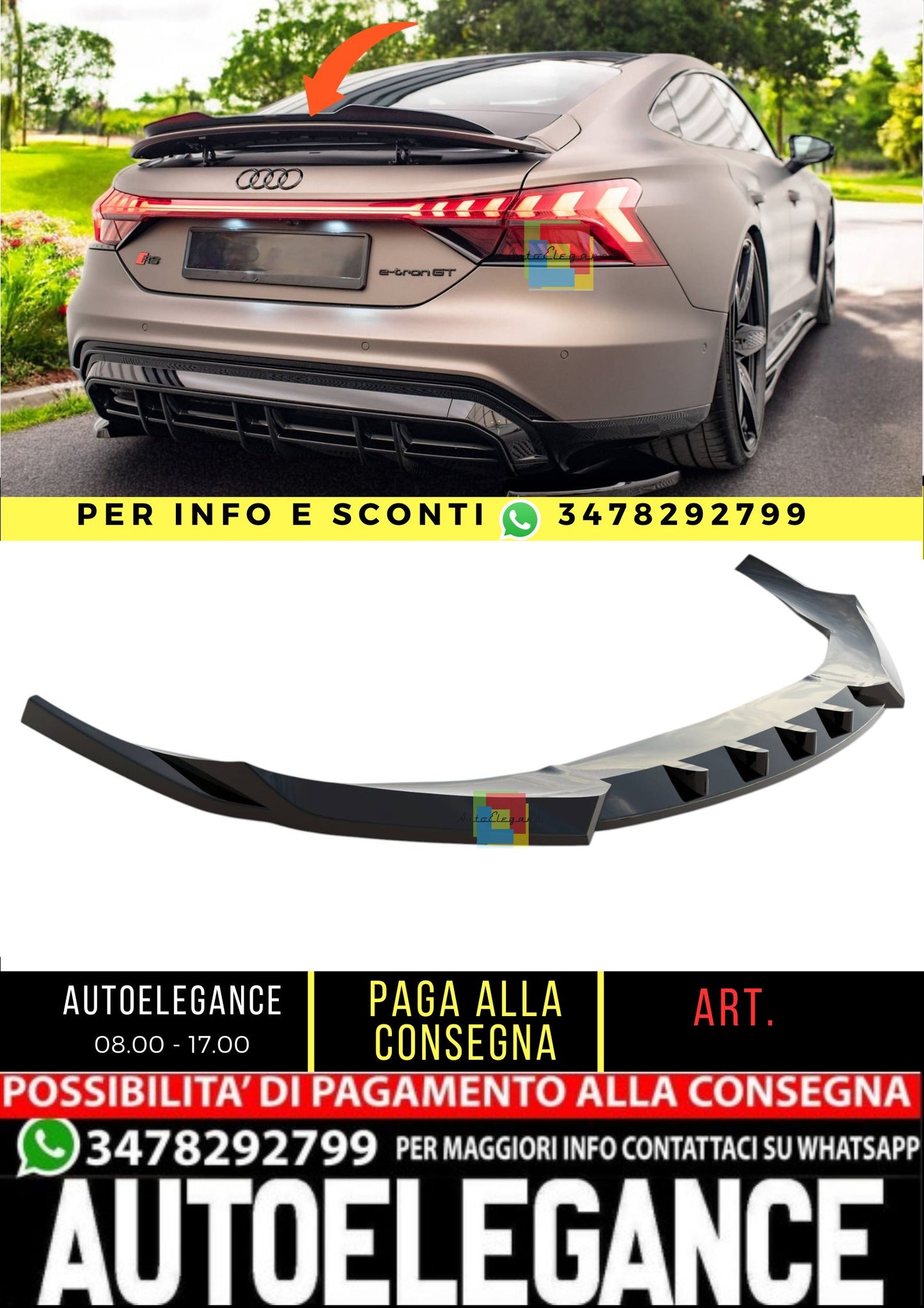 💯Spoiler Tappo Adatto Per Audi e-Tron GT / RS GT RS Mk1💯