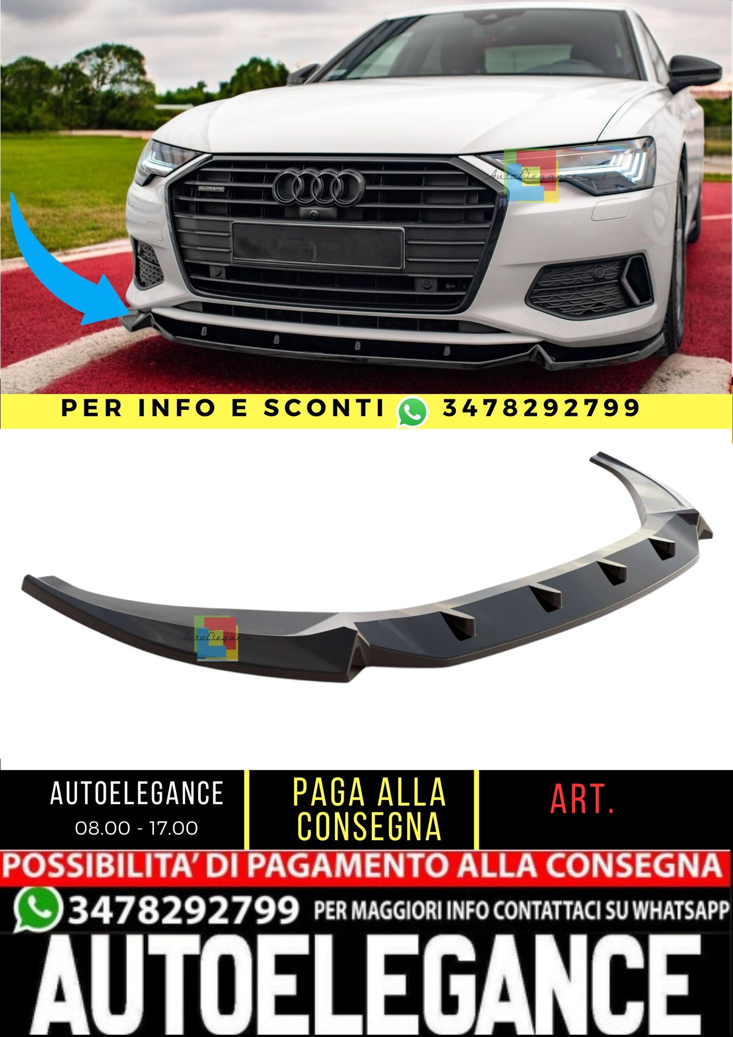 💯Front Splitter V.2 Suitable For Audi A6 C8💯