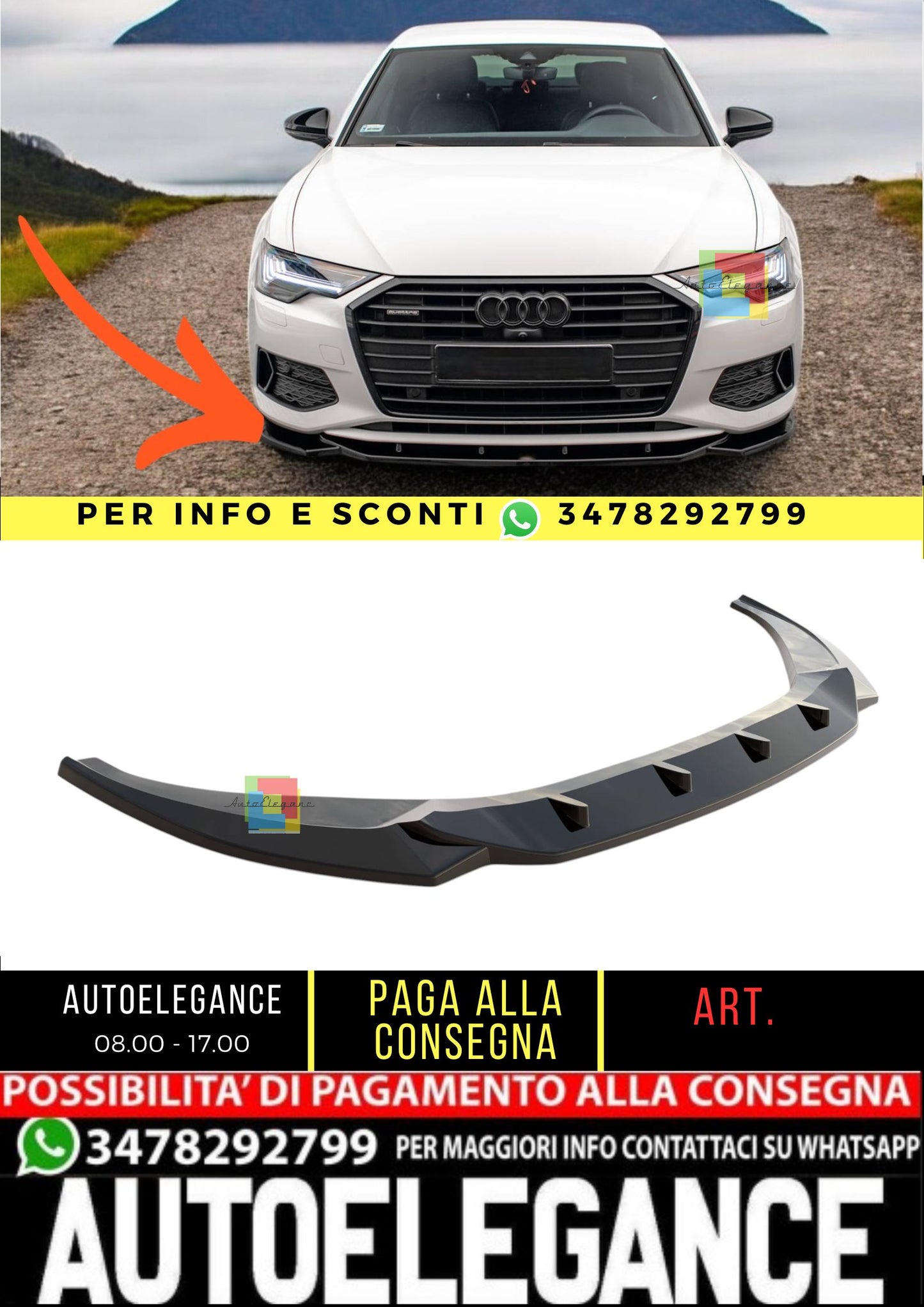 💯Front Splitter V.1 Suitable For Audi A6 C8💯