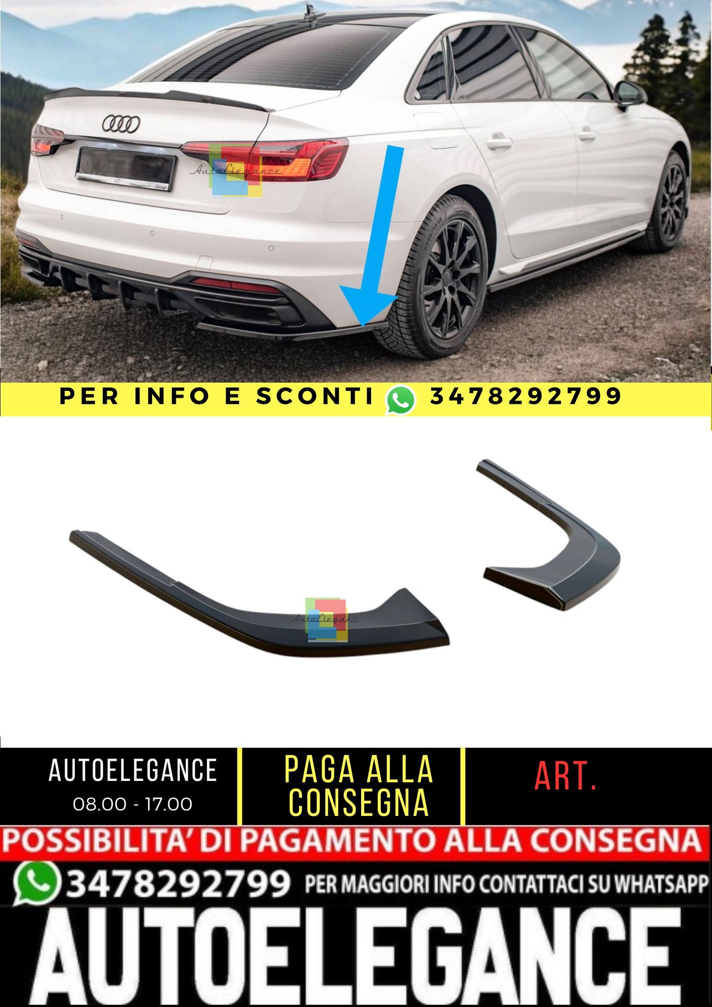 🌺Splitter laterali posteriori adatto per Audi A4 B9 Facelift🌺