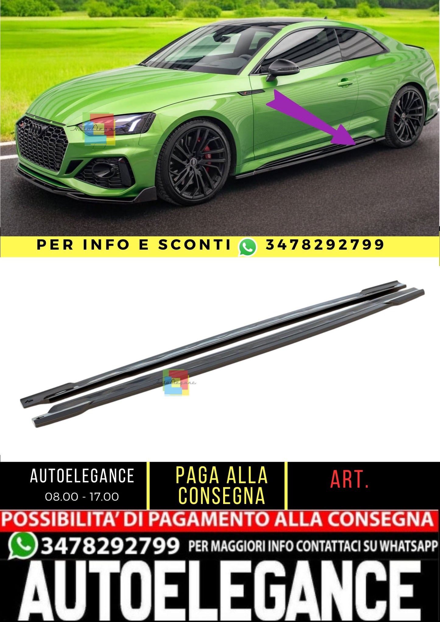 ⭐️Side skirts suitable for Audi RS5 Coupe F5 Facelift⭐️