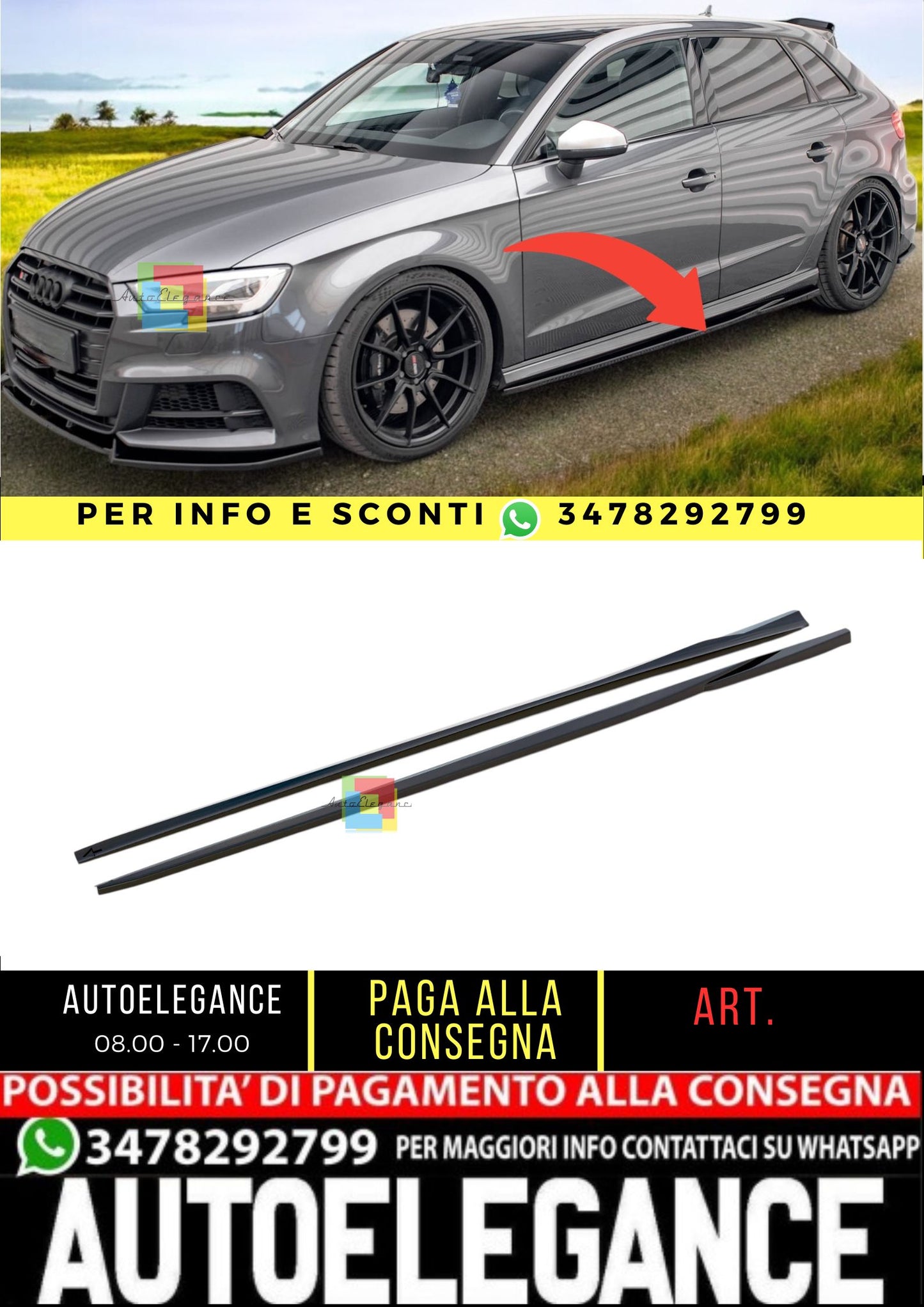 ⭐️Side Skirts Suitable For Audi S3 / A3 S-Line Sportback 8V Facelift⭐️