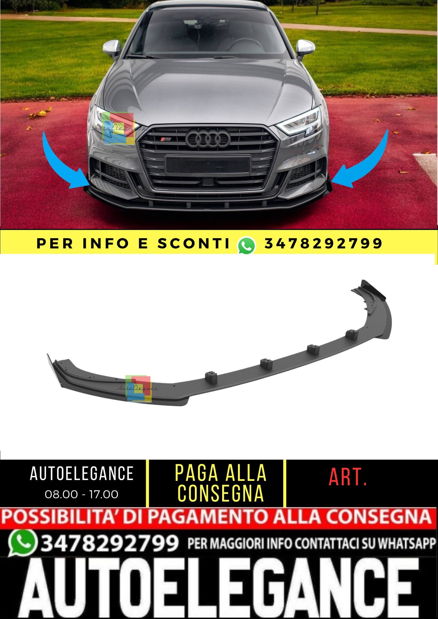 ⭐️Splitter Street Pro V.1+flap Suitable for Audi S3/A3 S-Line Sportback 8V⭐️