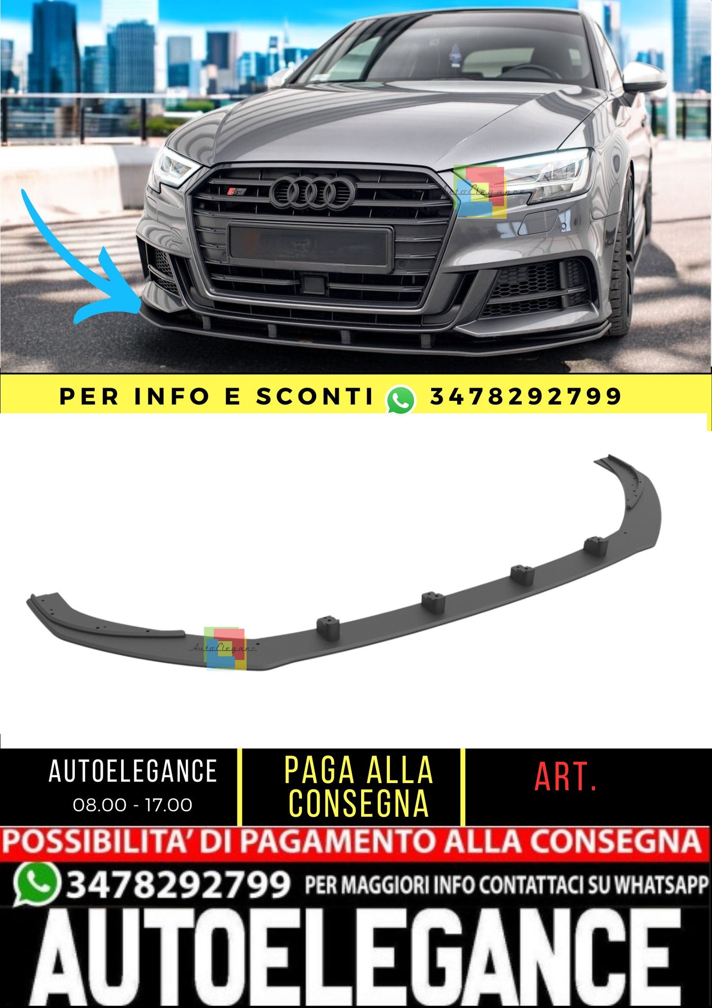 ⭐️Front Splitter Street Pro Audi S3 / A3 S-Line Sportback 8V Facelift⭐️