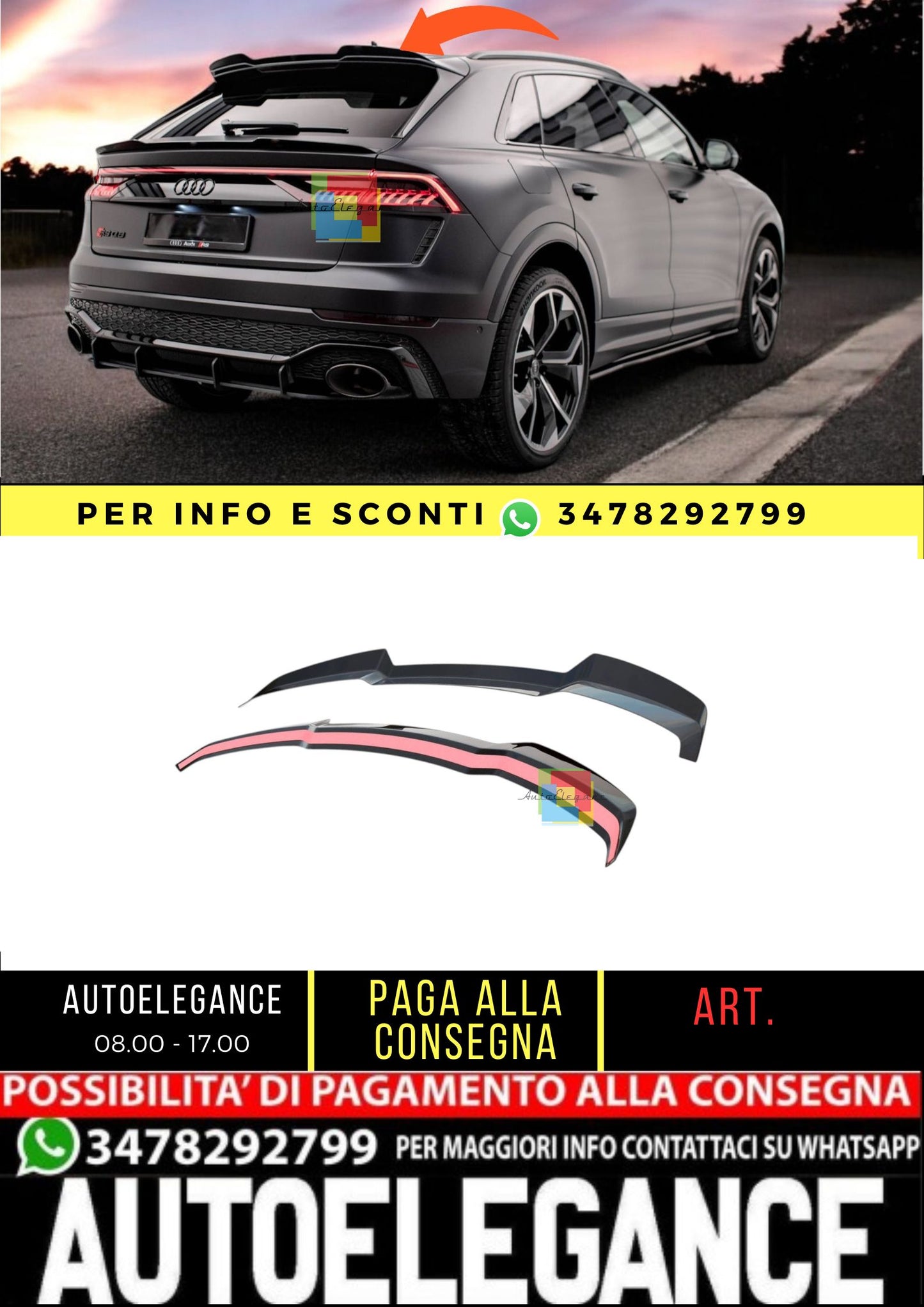 ⭐️Tappo spoiler superiore adatto per Audi RSQ8 Mk1⭐️