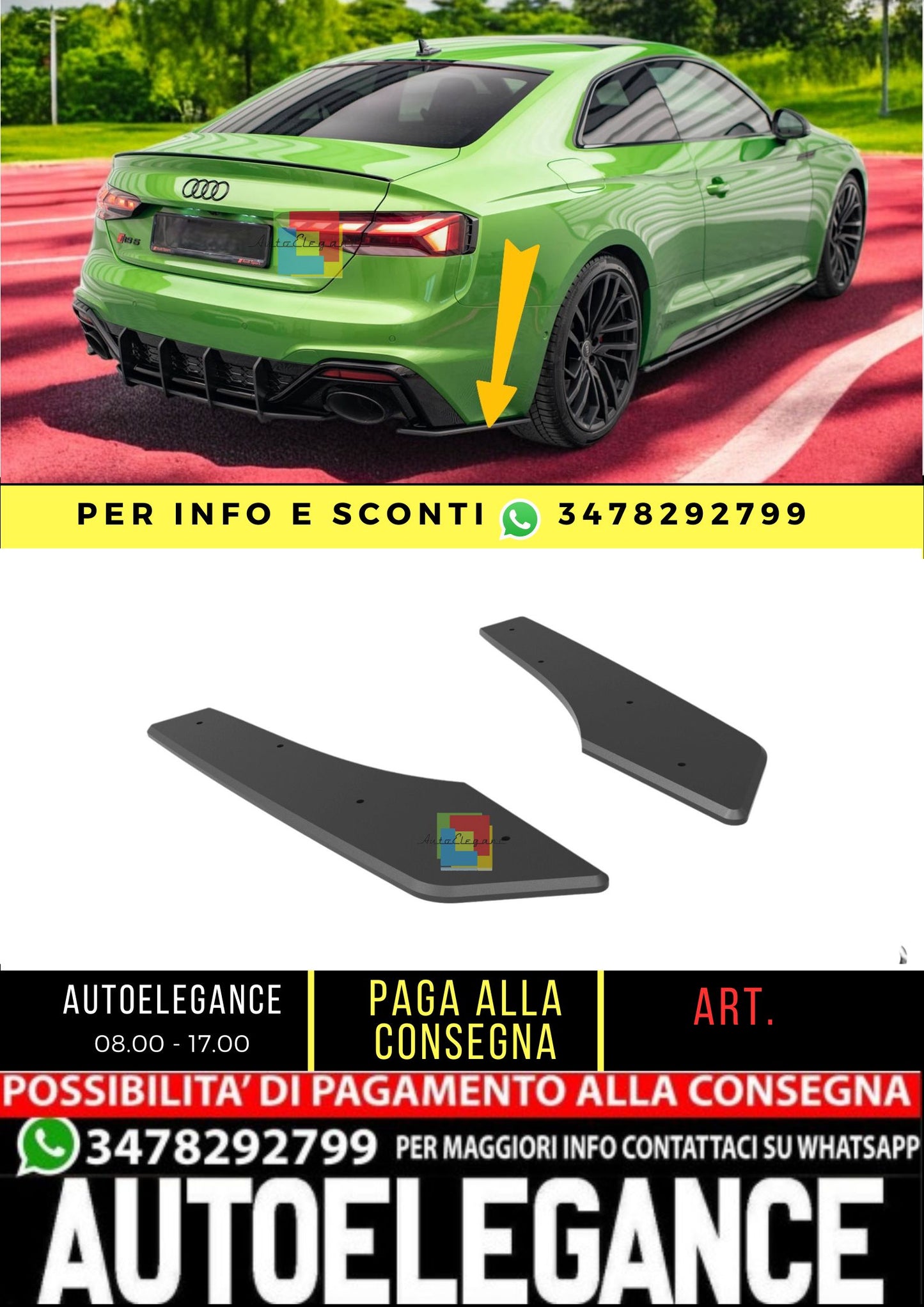 ⭐️Street Pro Rear Side Splitters Suitable For Audi RS5 F5 Facelift⭐️