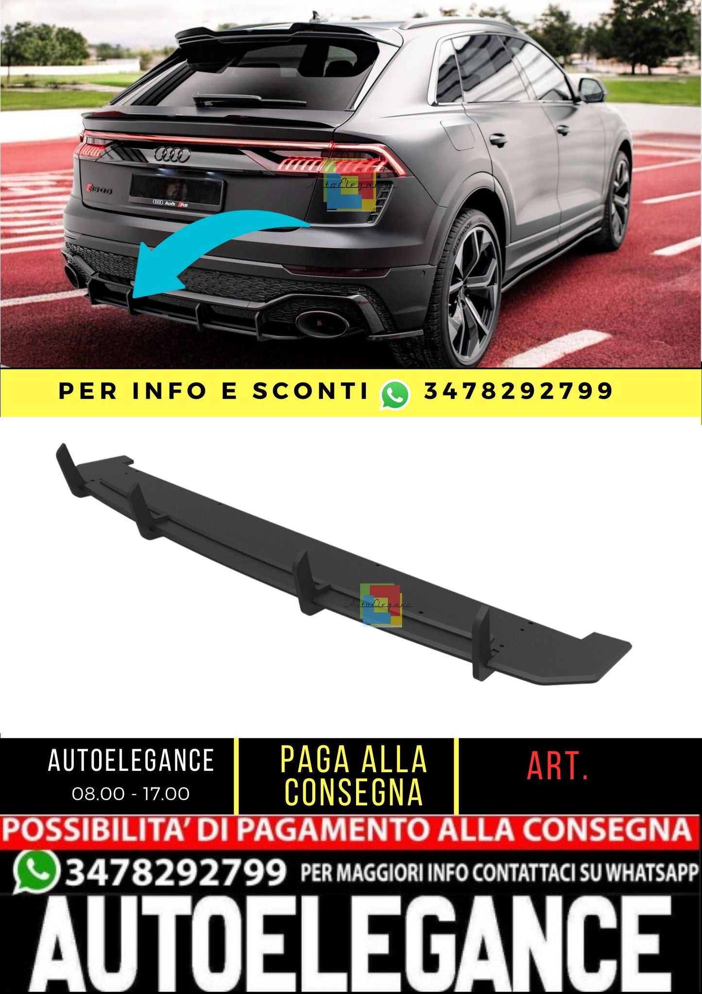 😎Street Pro Rear Diffuser Suitable For Audi RSQ8 Mk1😎
