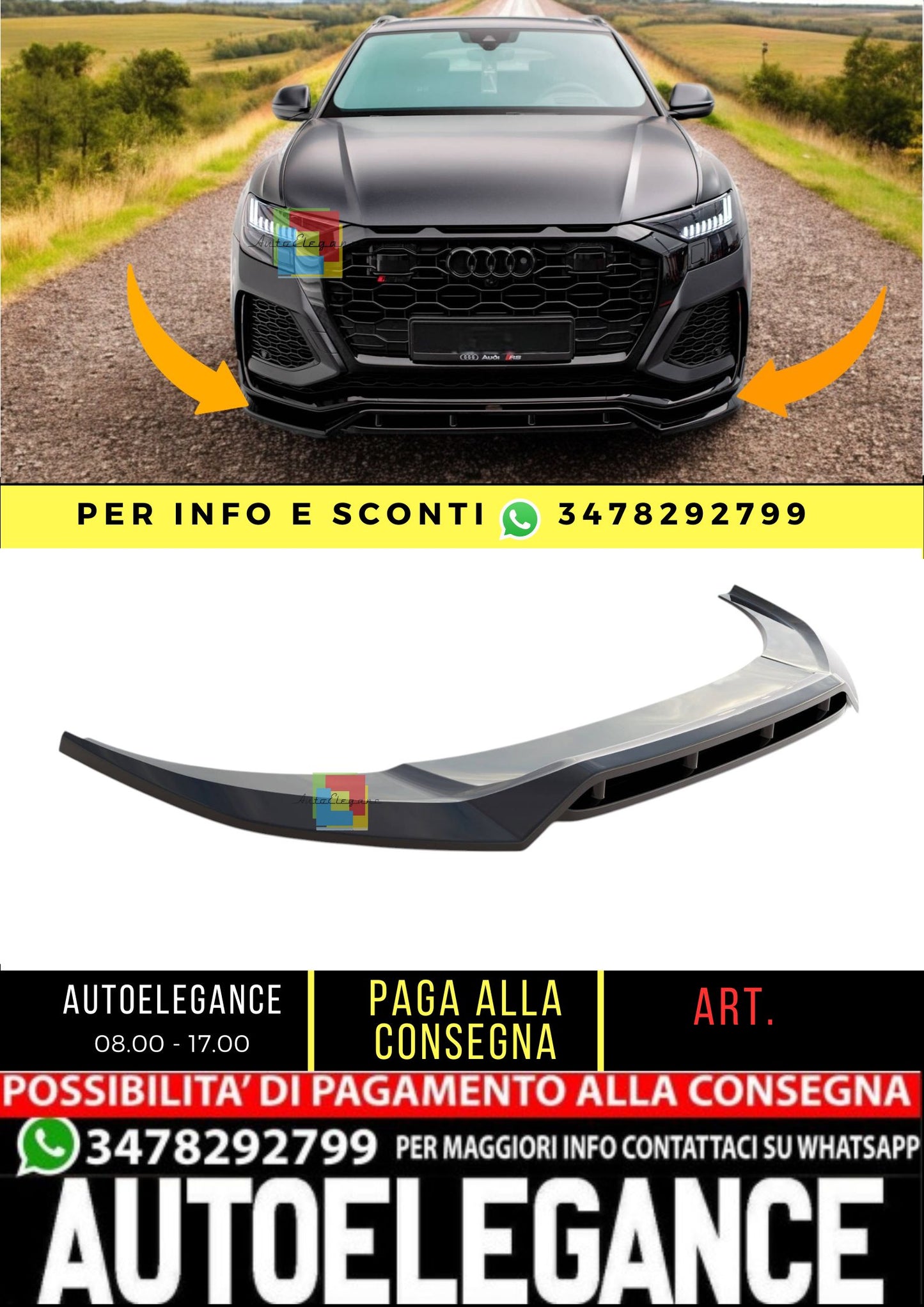 😎Front Splitter V.3 suitable for Audi RSQ8 Mk1😎