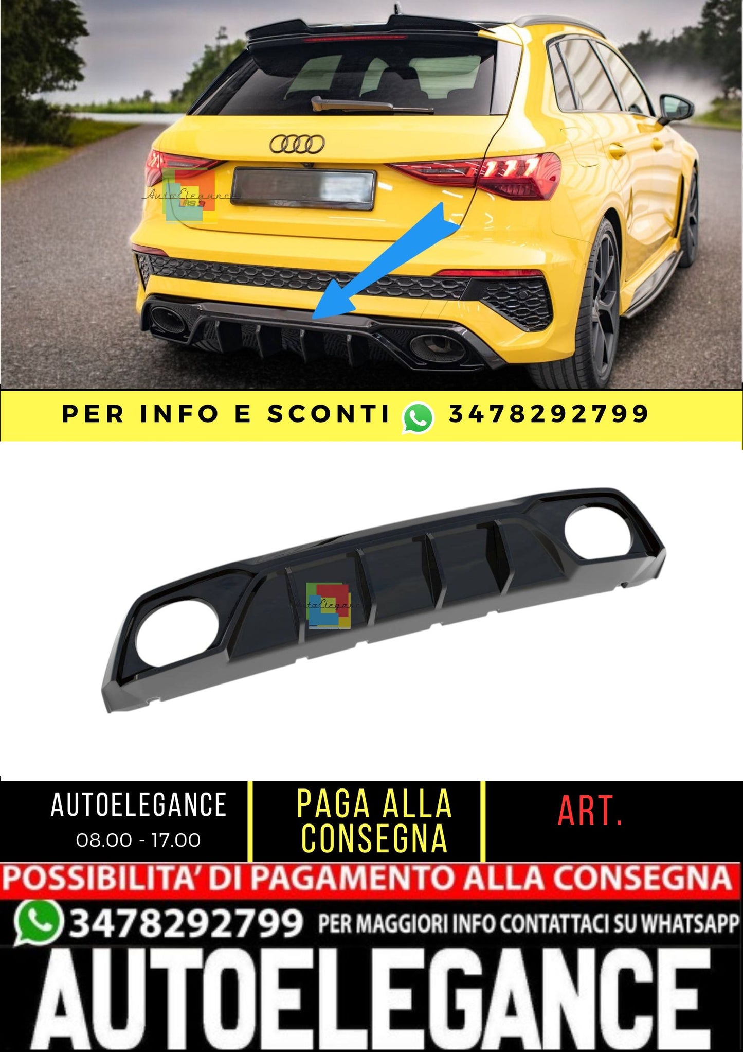 😎Spoiler posteriore adatto per Audi RS3 8Y😎