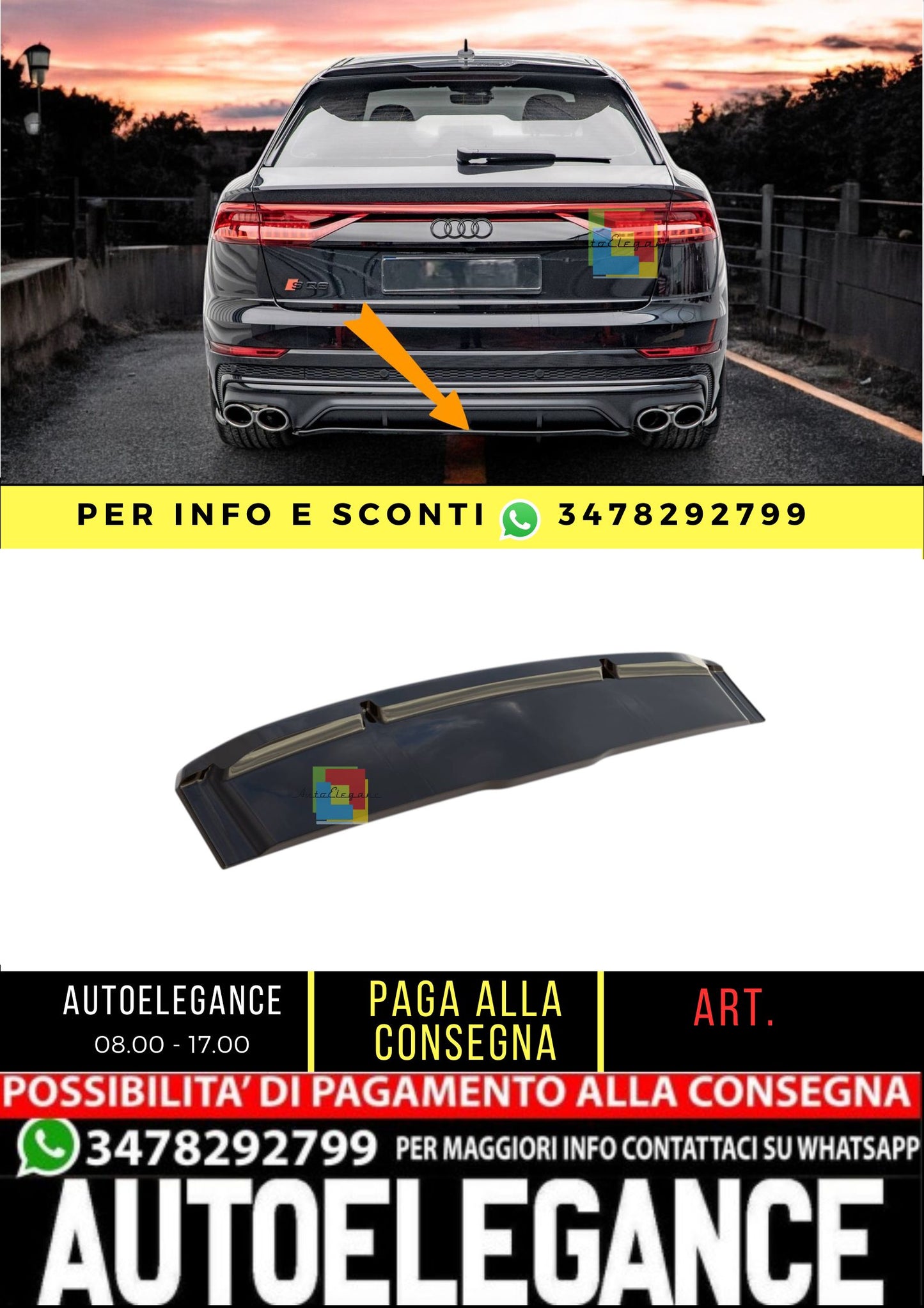 😎Rear splitter (with vertical bars) suitable for Audi SQ8 Mk1😎