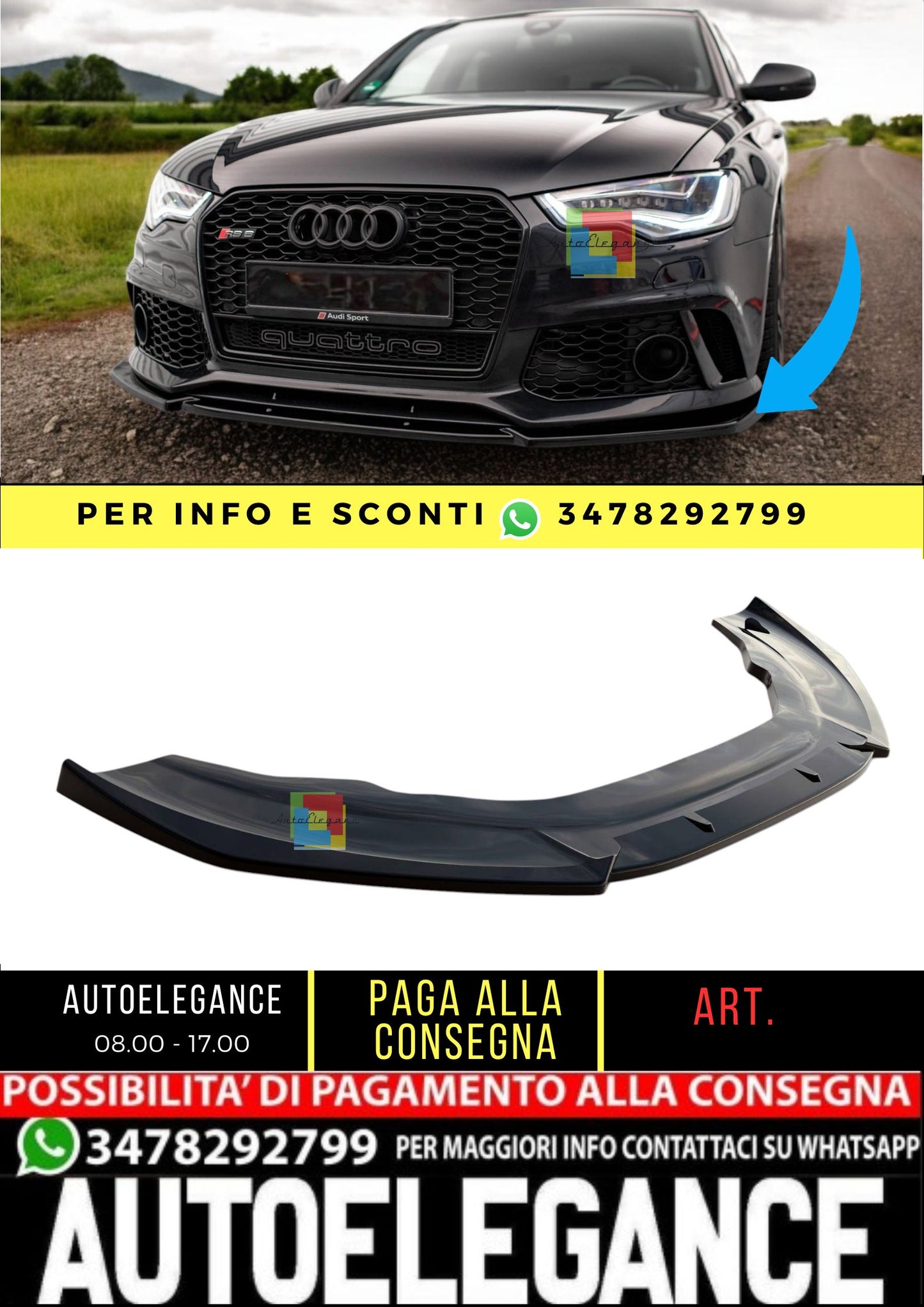 😎Front Splitter Suitable For Audi A6 RS6 Look C7😎