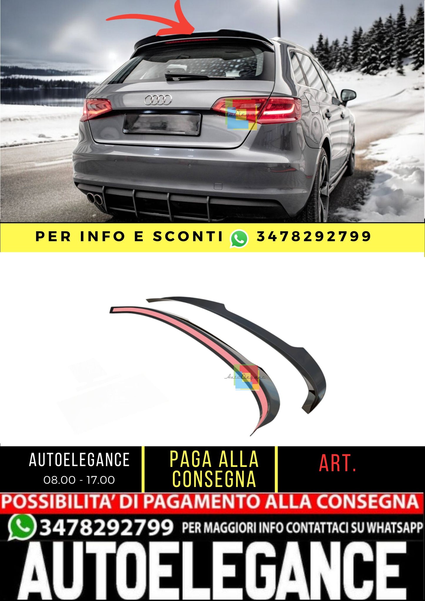 😎Spoiler Cap Suitable For Audi A3 Sportback 8V😎