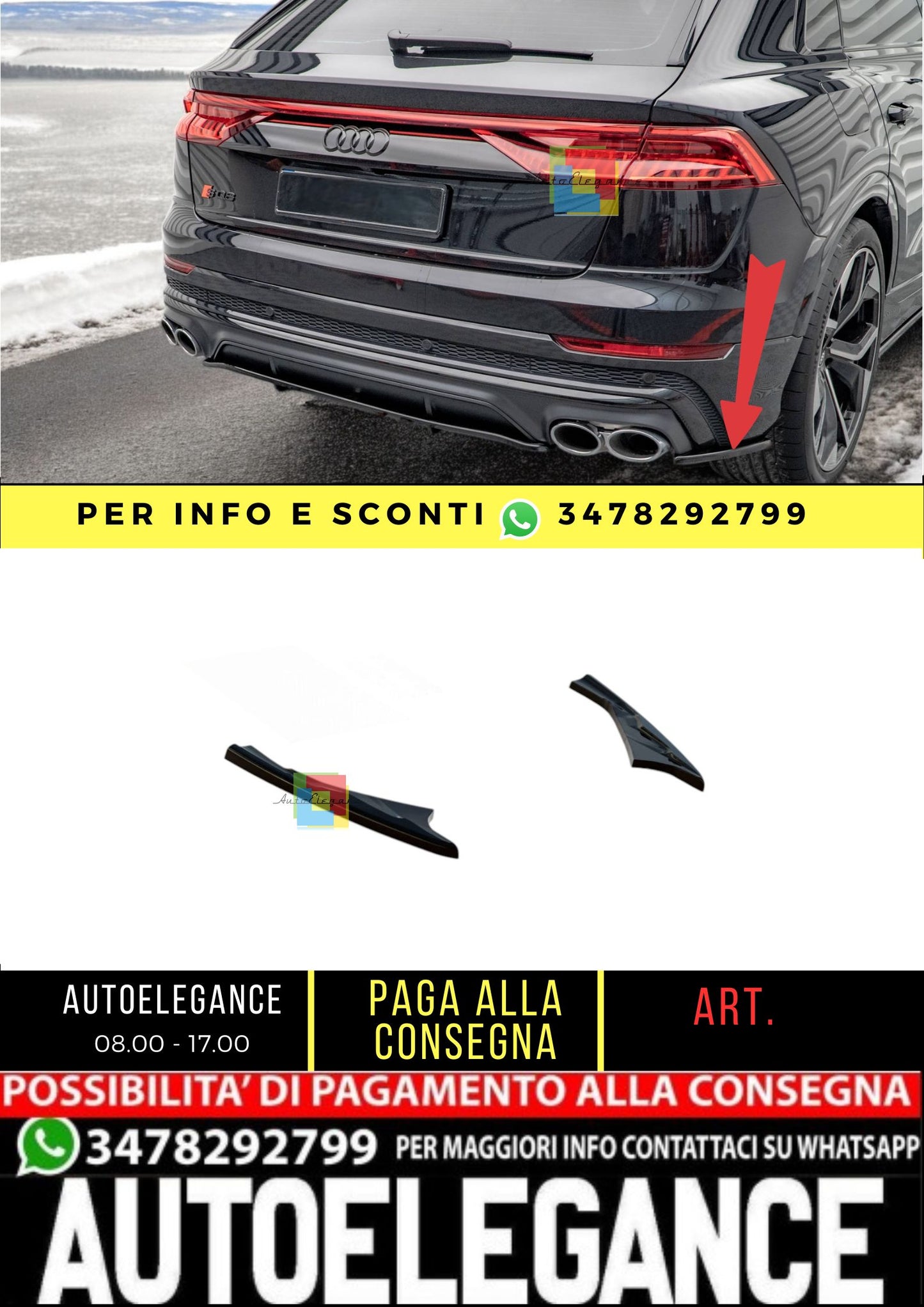 😎Rear side splitter suitable for Audi SQ8 Mk1😎