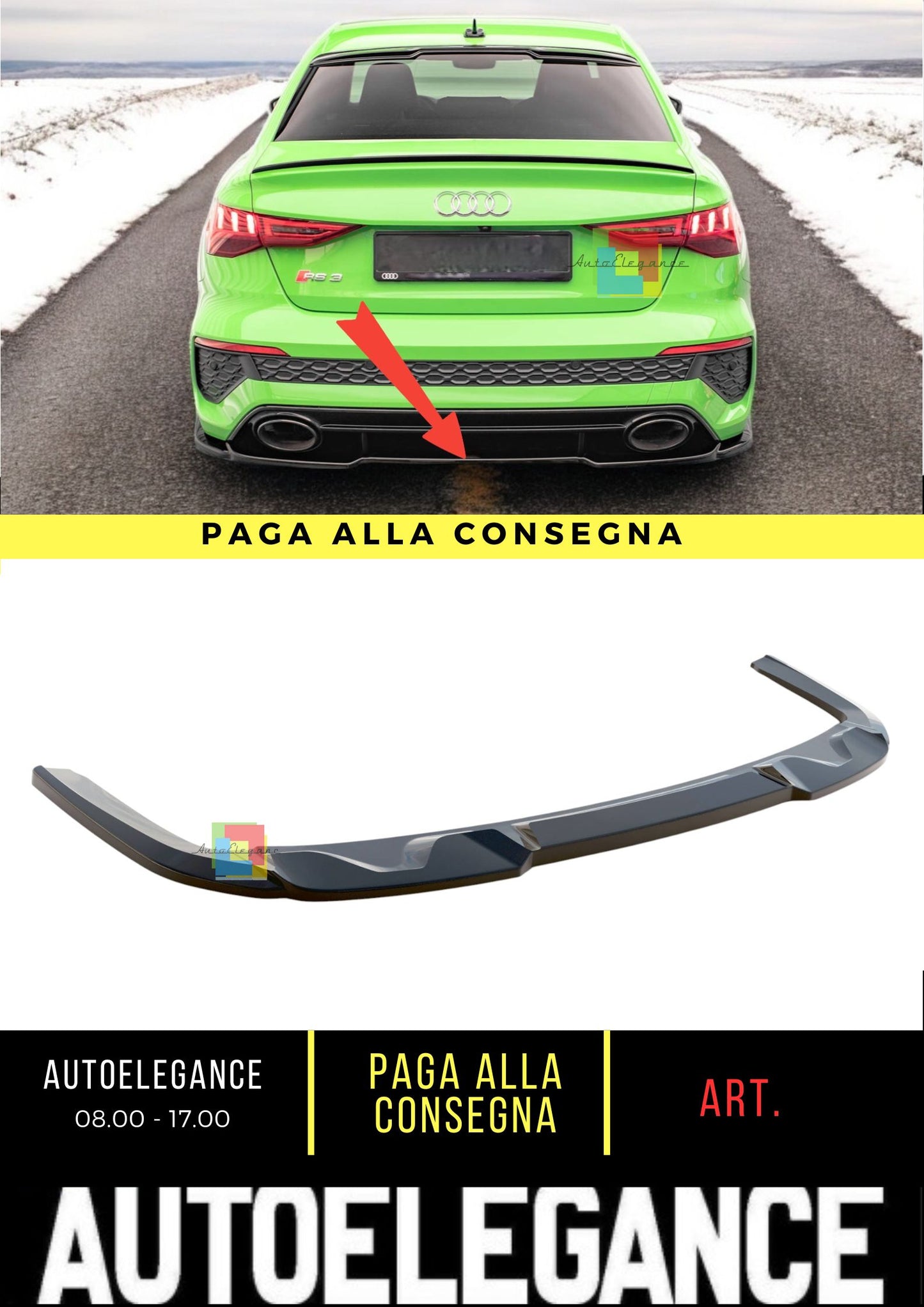 😎Rear splitter suitable for Audi RS3 Sedan 8Y😎
