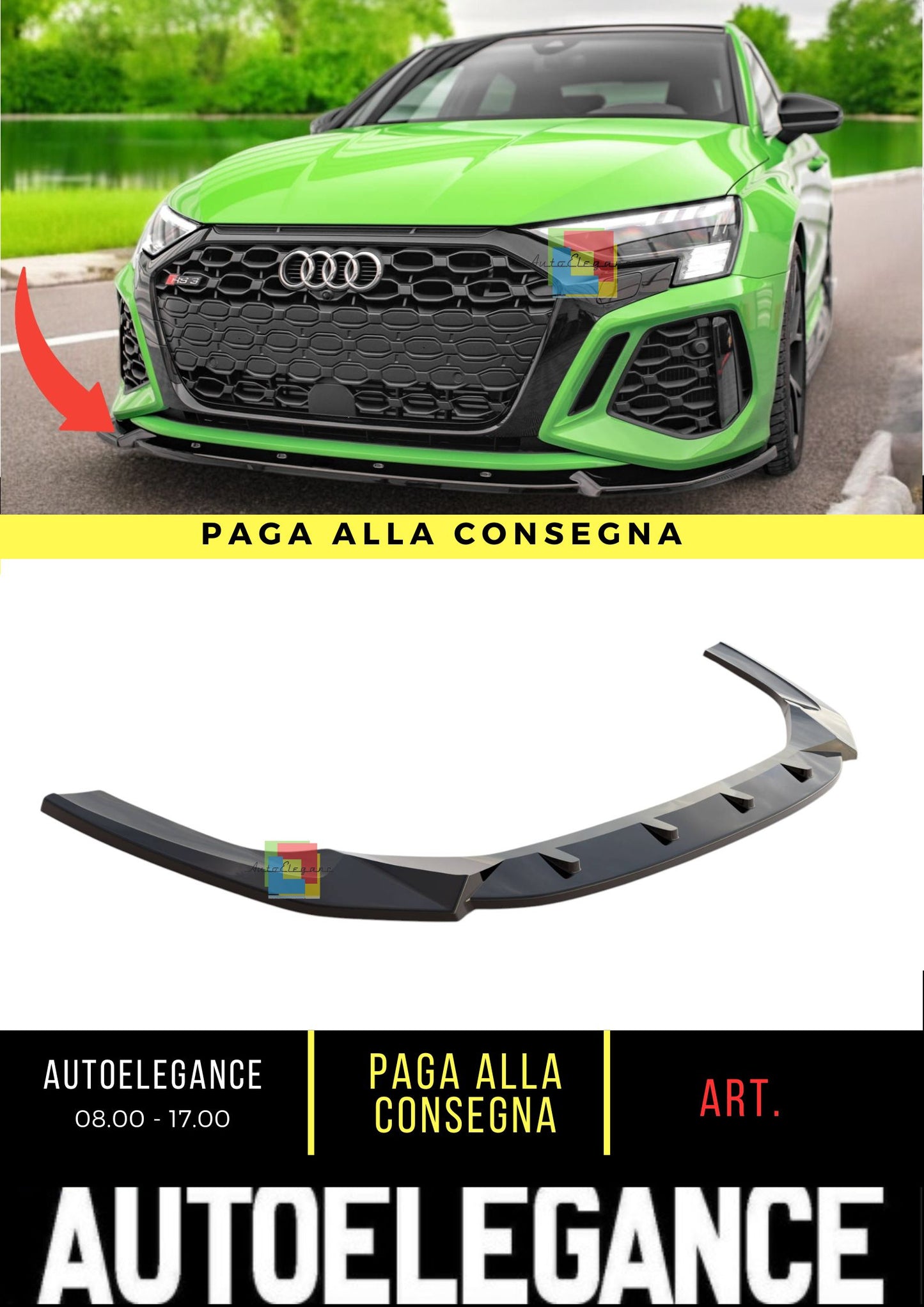 😎Splitter anteriore V.2 adatto per Audi RS3 8Y😎