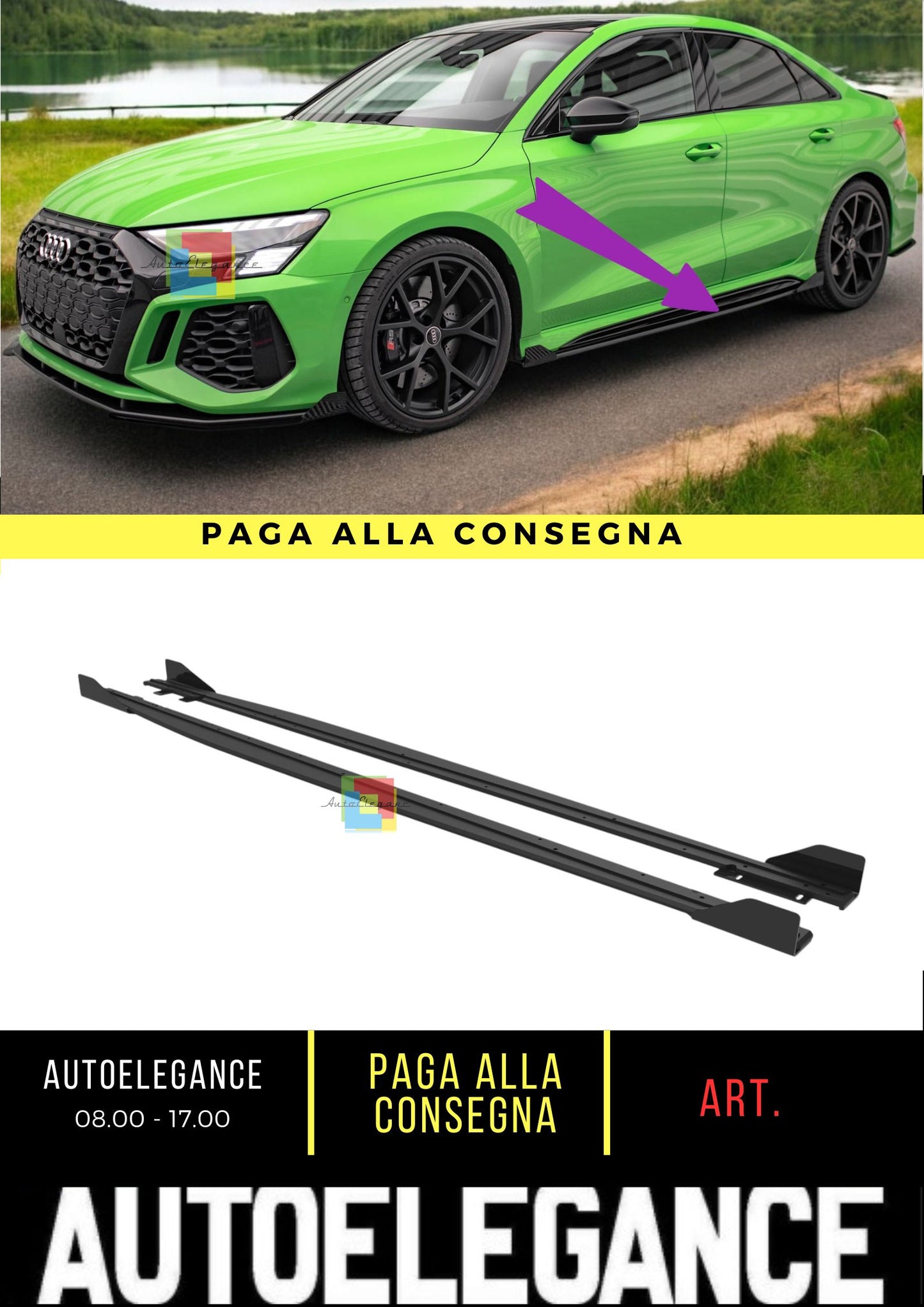 😎Street Pro Side Skirts + Wings Suitable for Audi RS3 Sedan 8Y😎