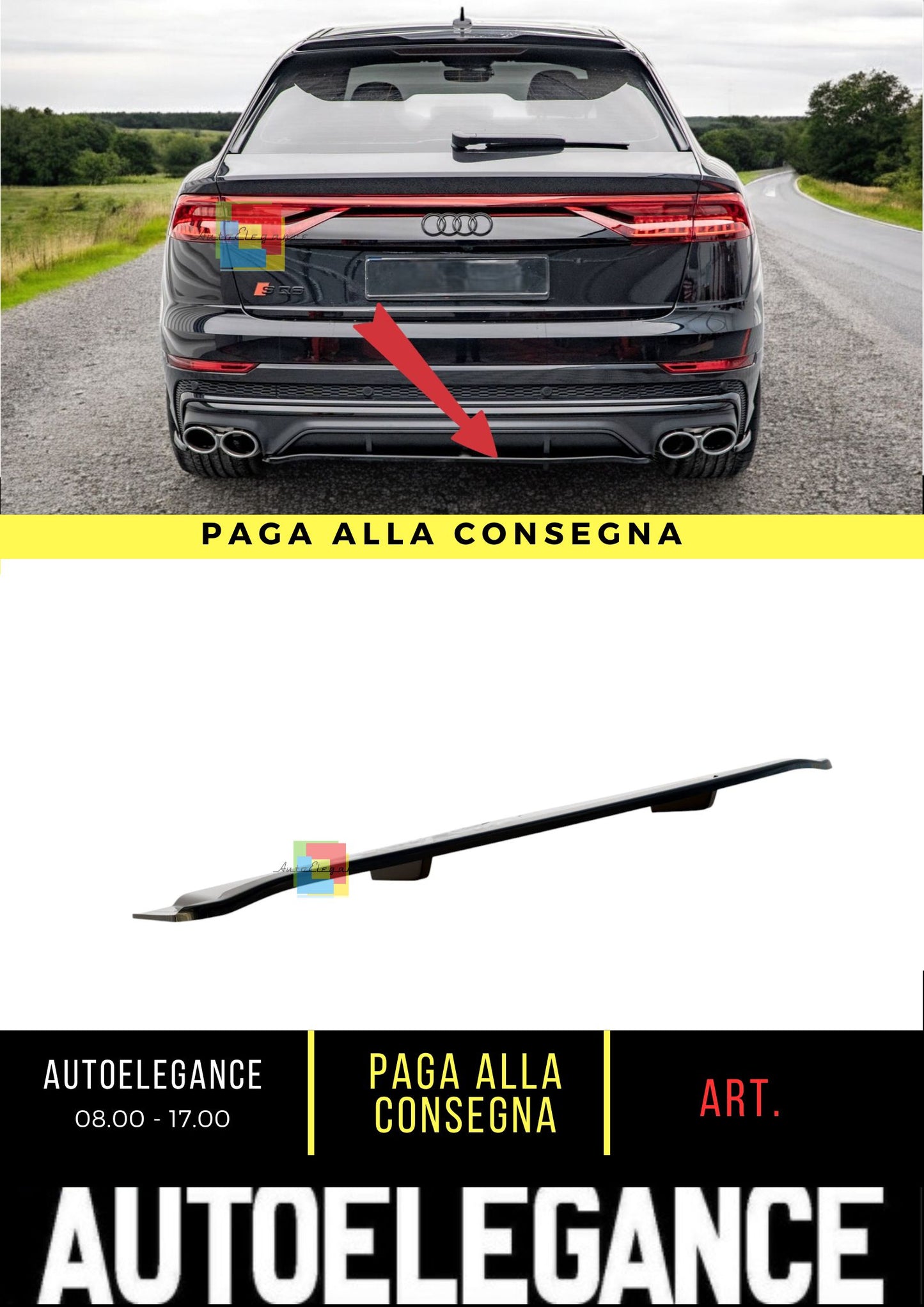 Splitter Posteriore (con barre verticali) Adatto Per Audi SQ8 Mk1