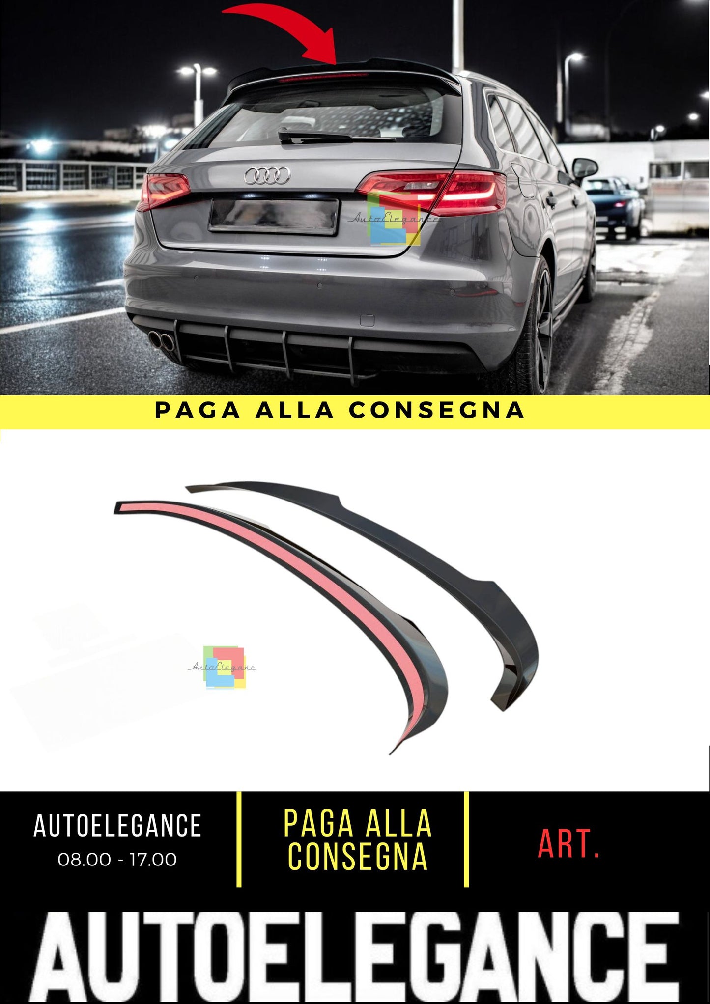 Spoiler Tappo Adatto Per Audi A3 Sportback 8V