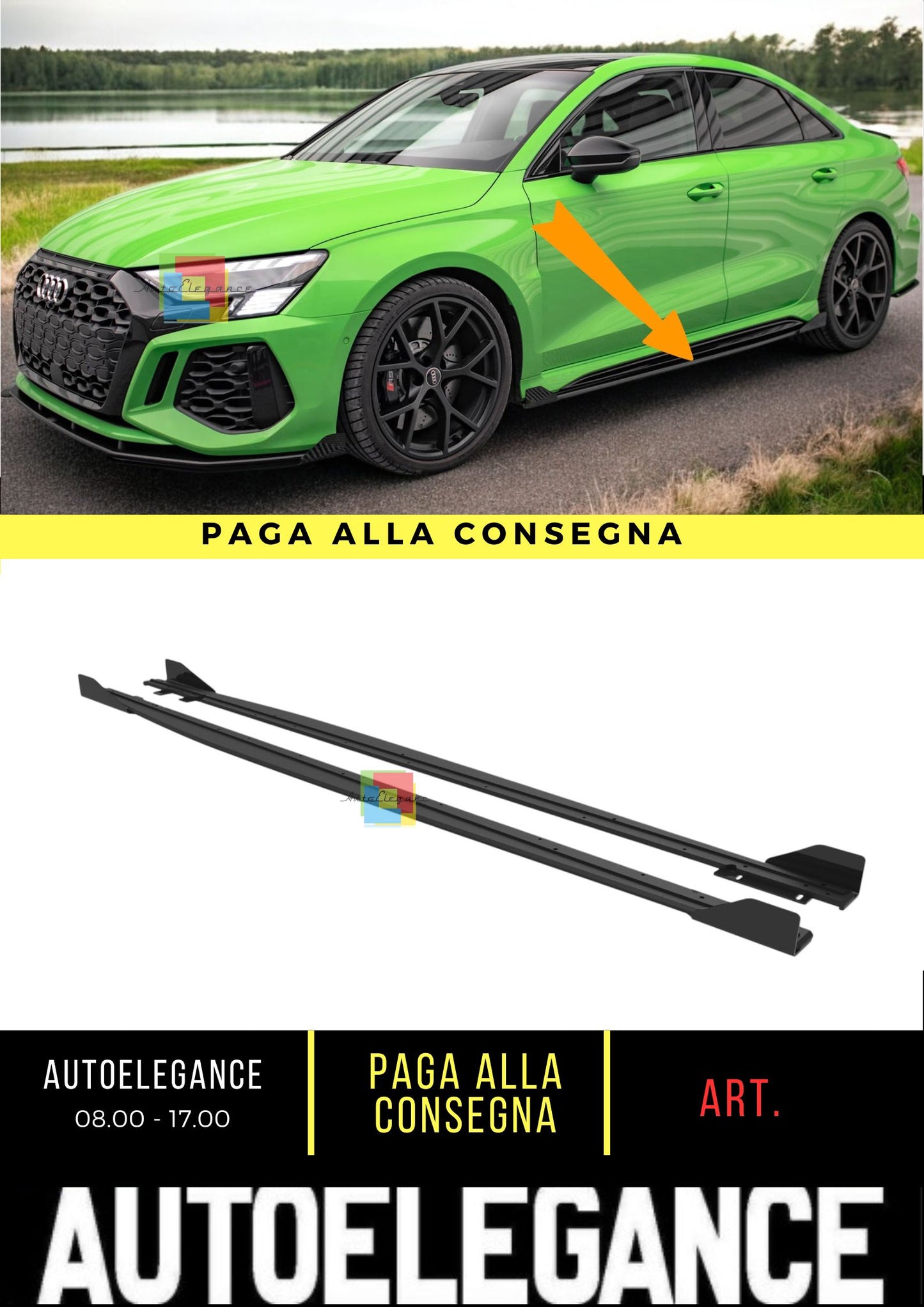 🍁Minigonne laterali Street Pro + Alette Adatto Per Audi RS3 Sedan 8Y🍁