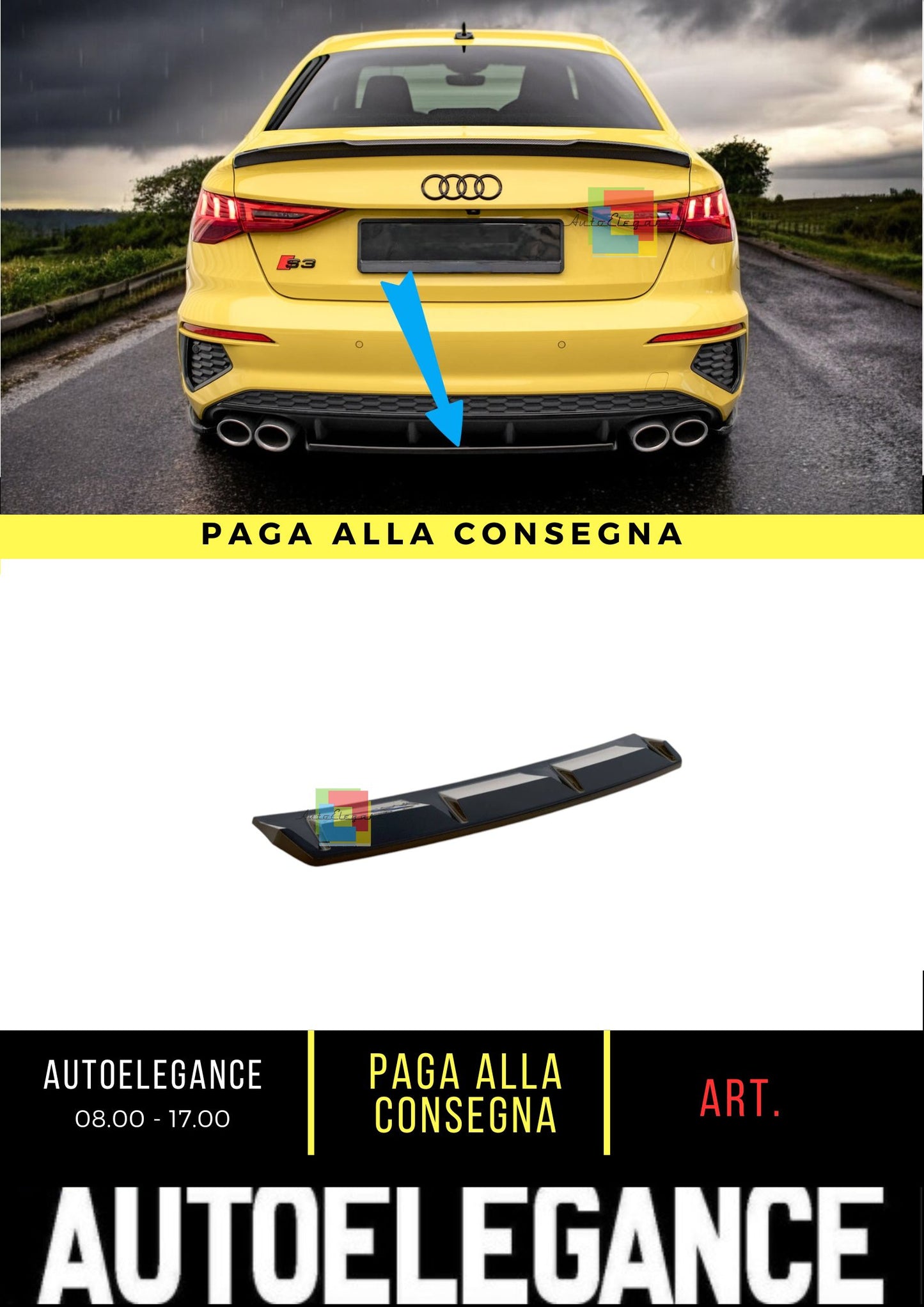 🤩Splitter posteriore adatto per Audi S3 berlina 8Y🤩