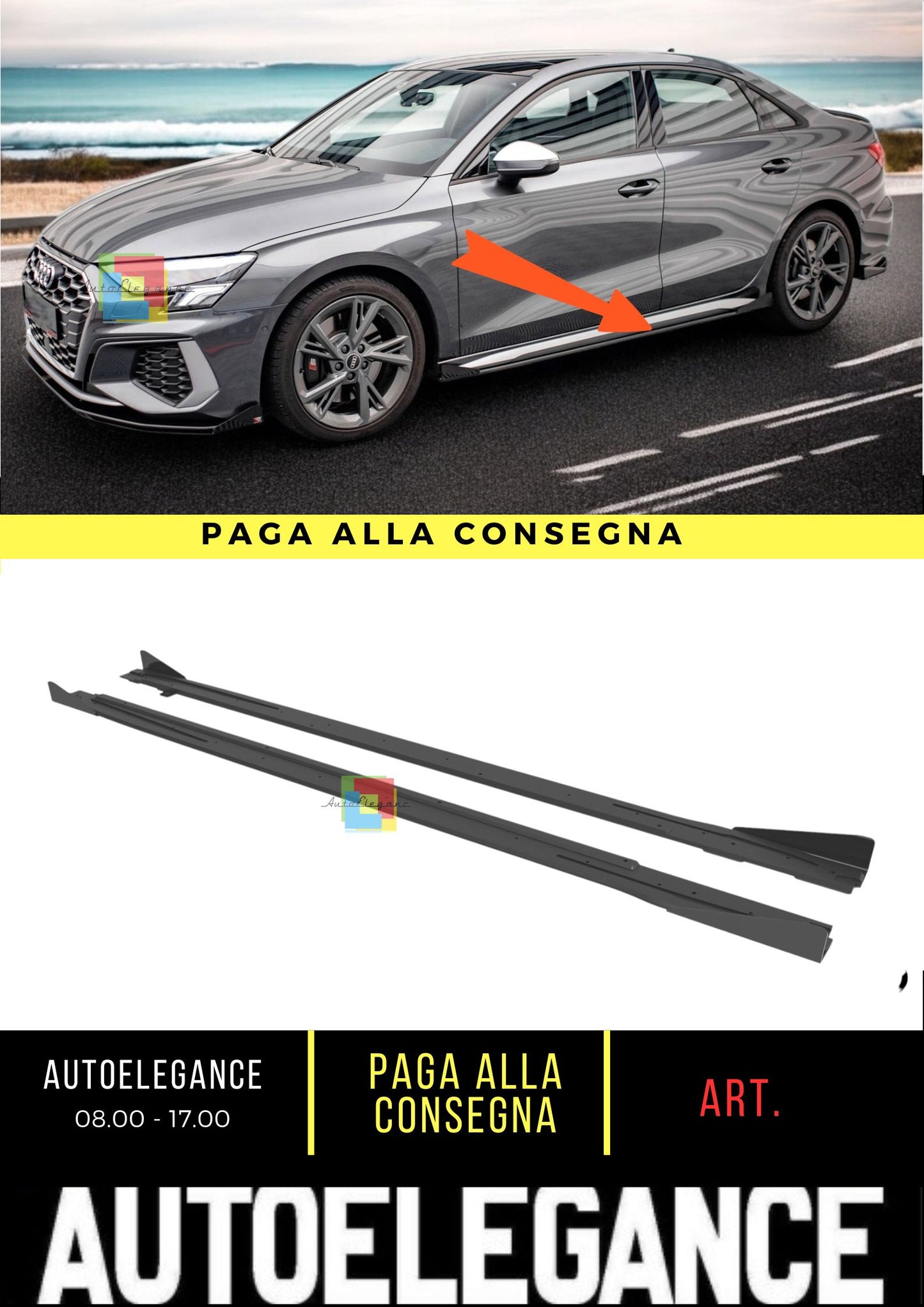 🤩Minigonne laterali Street Pro + alette adatto per Audi S3/A3 S-Line 8Y/8Y🤩