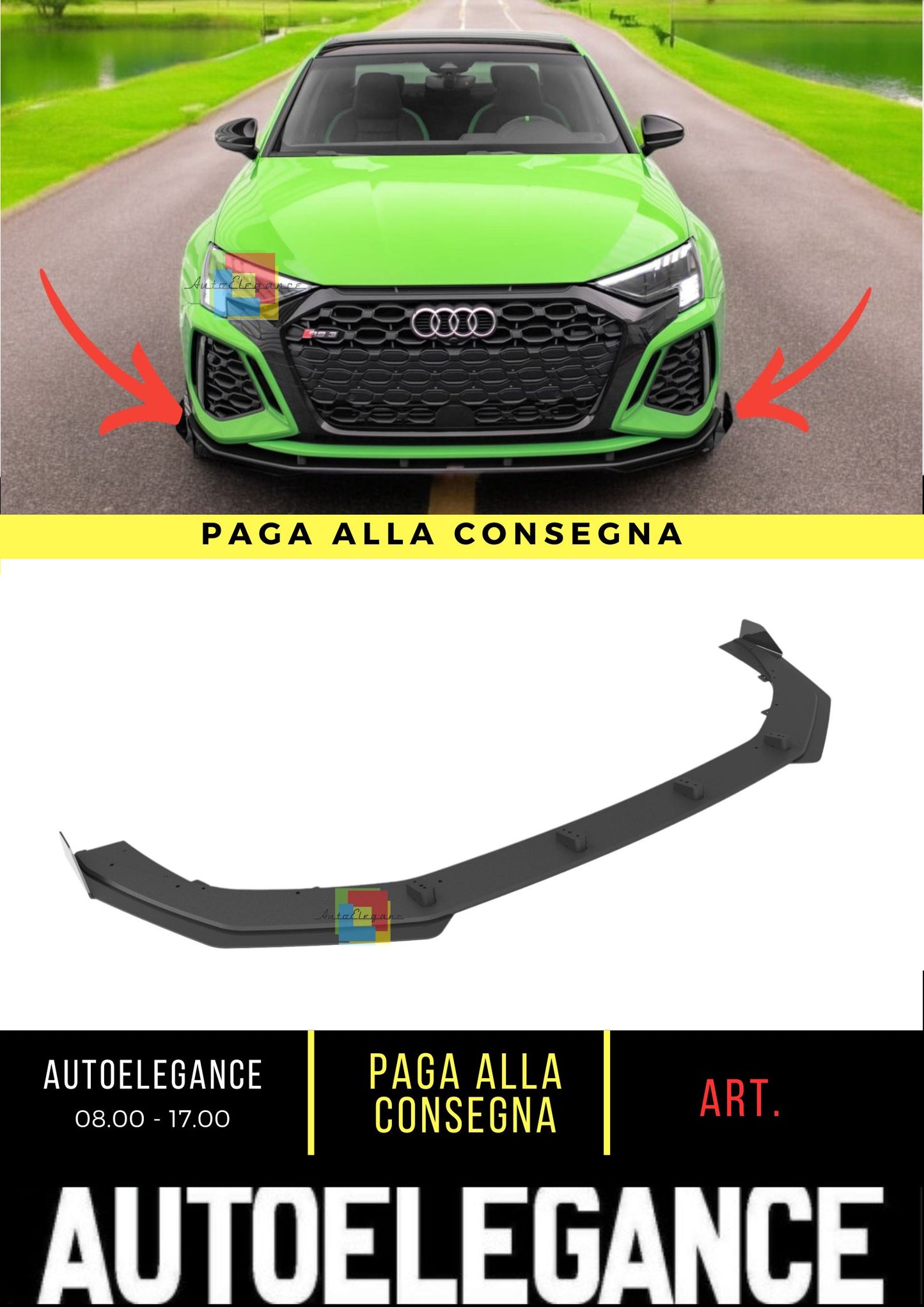 🤩Street Pro V.1 front splitter + fins suitable for Audi RS3 8Y🤩