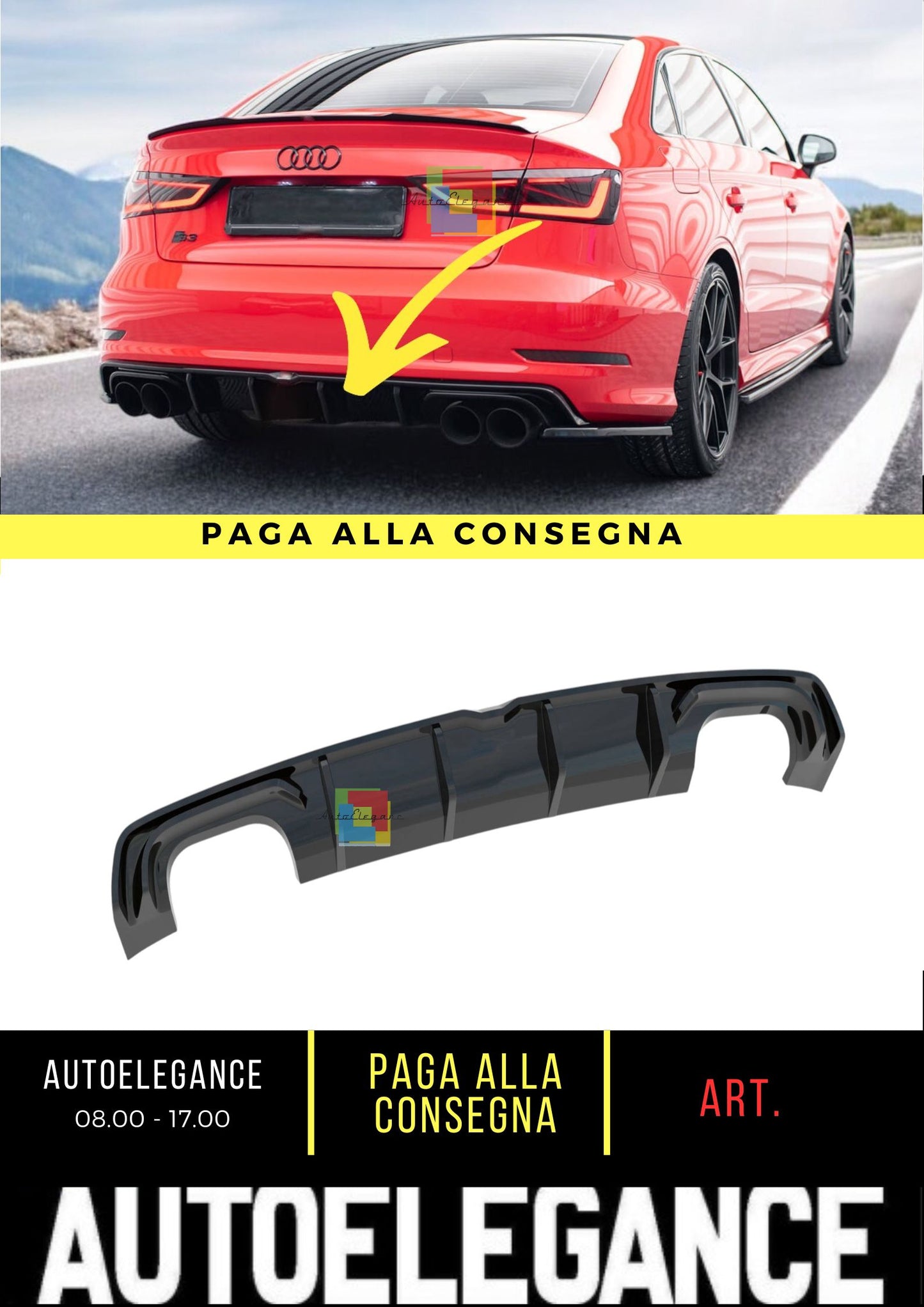 😎Diffusori Adatto Per Audi S3 Sedan 8V😎