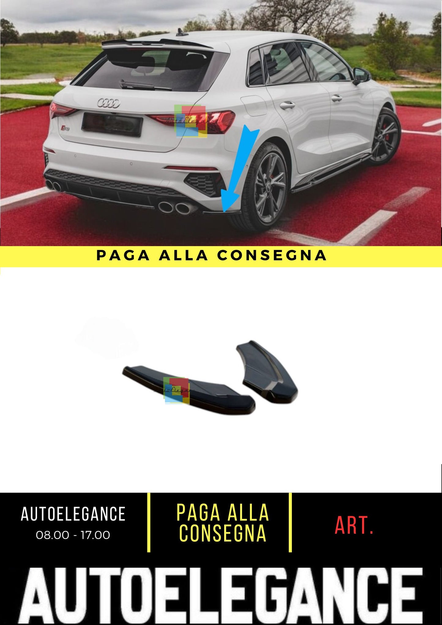 😎Splitter Laterali Posteriori V.1 Adatto Per Audi S3 Sportback 8Y😎