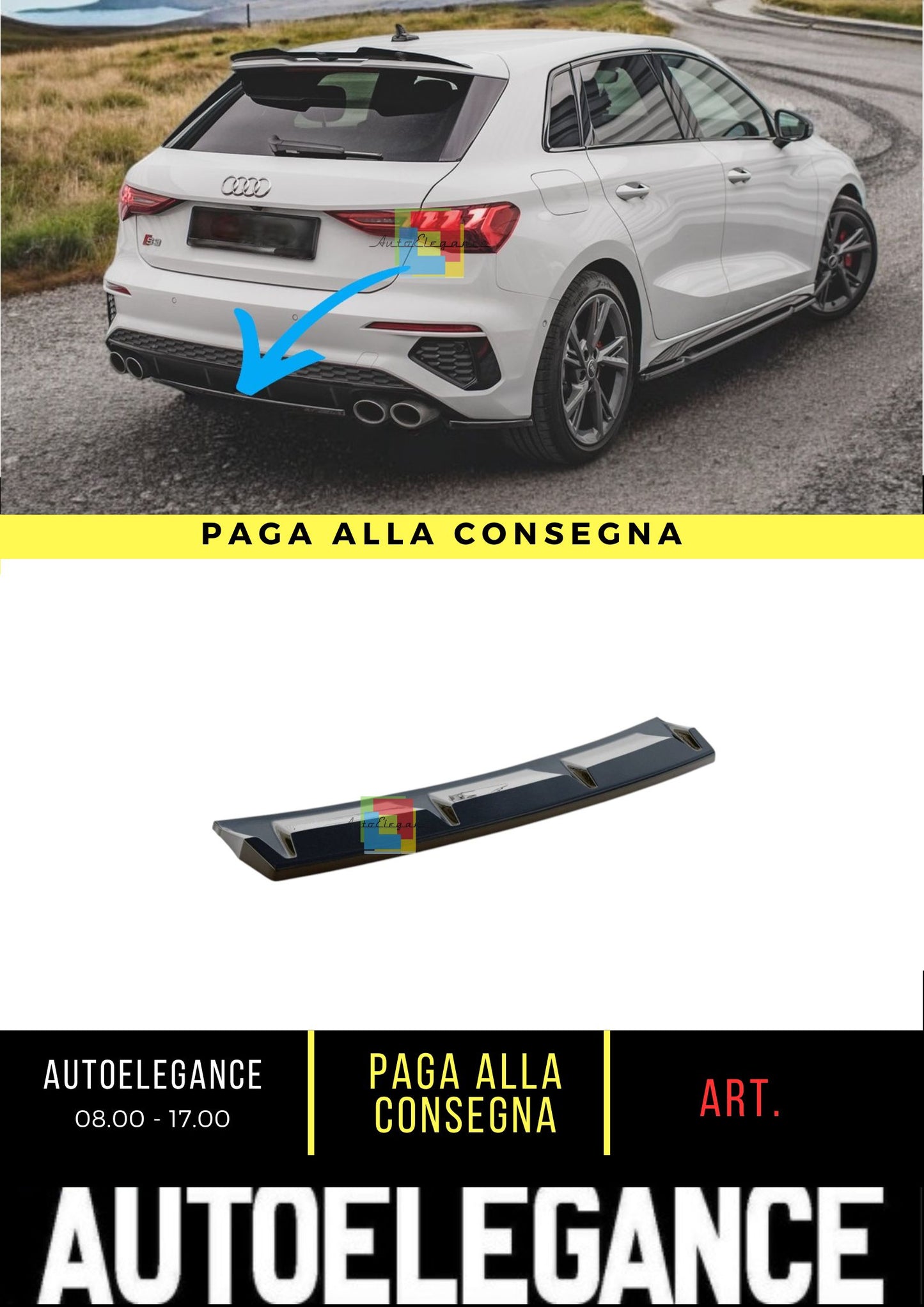 😎Splitter Posteriore Adatto Per Audi S3 Sportback 8Y😎