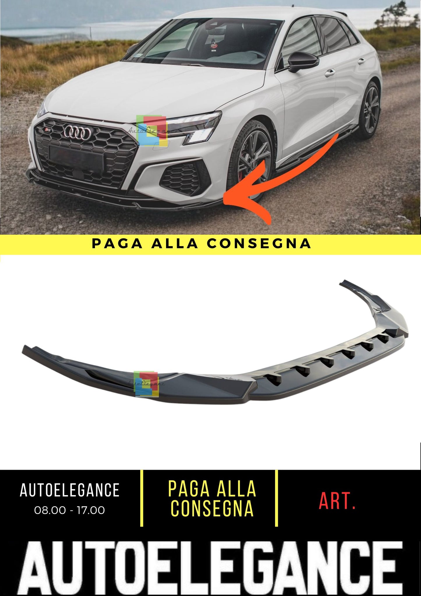 😎Front Splitter V.3 Suitable For Audi S3 / A3 S-Line 8Y😎