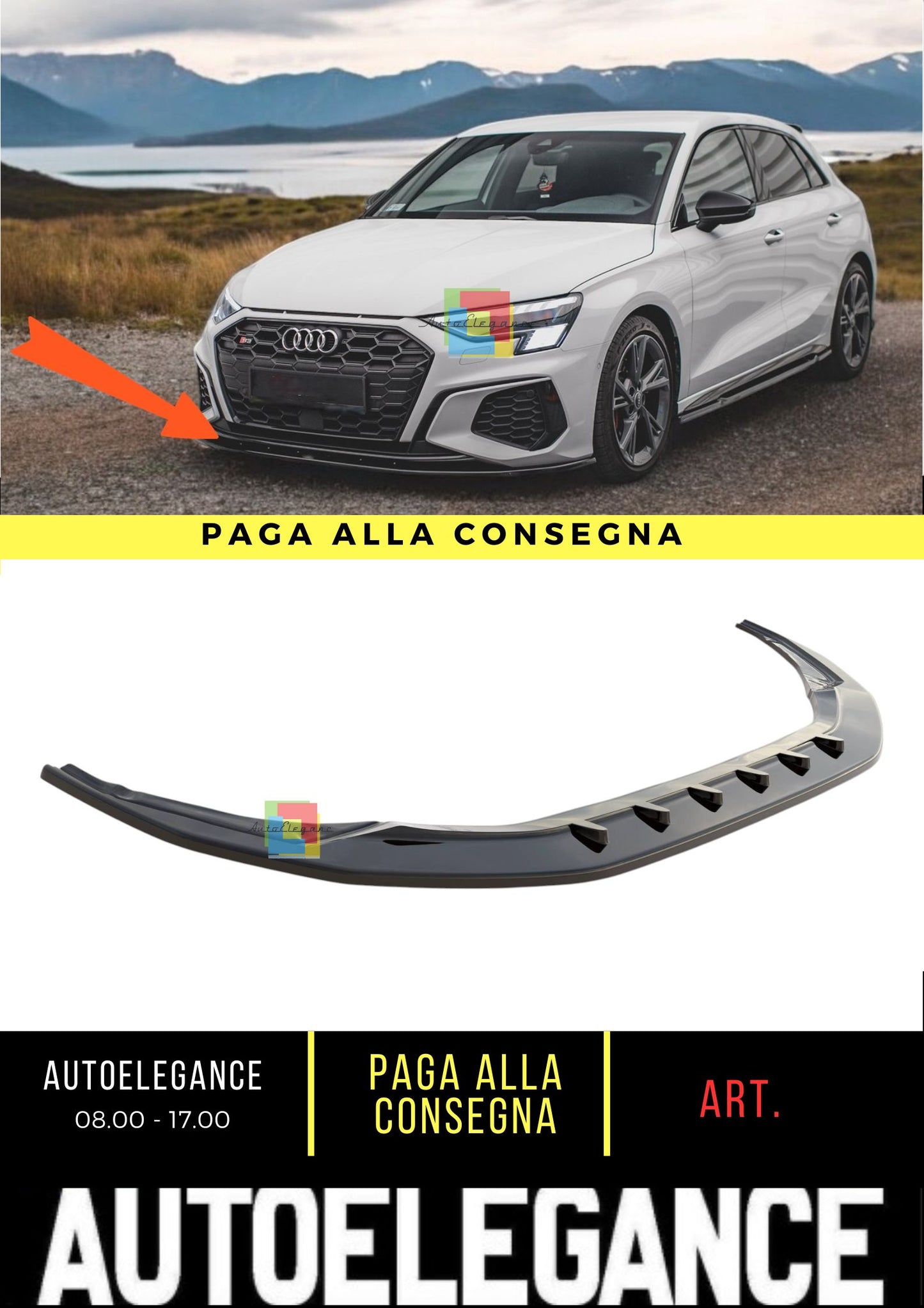 😎Front Splitter V.1 Suitable For Audi S3 / A3 S-Line 8Y😎