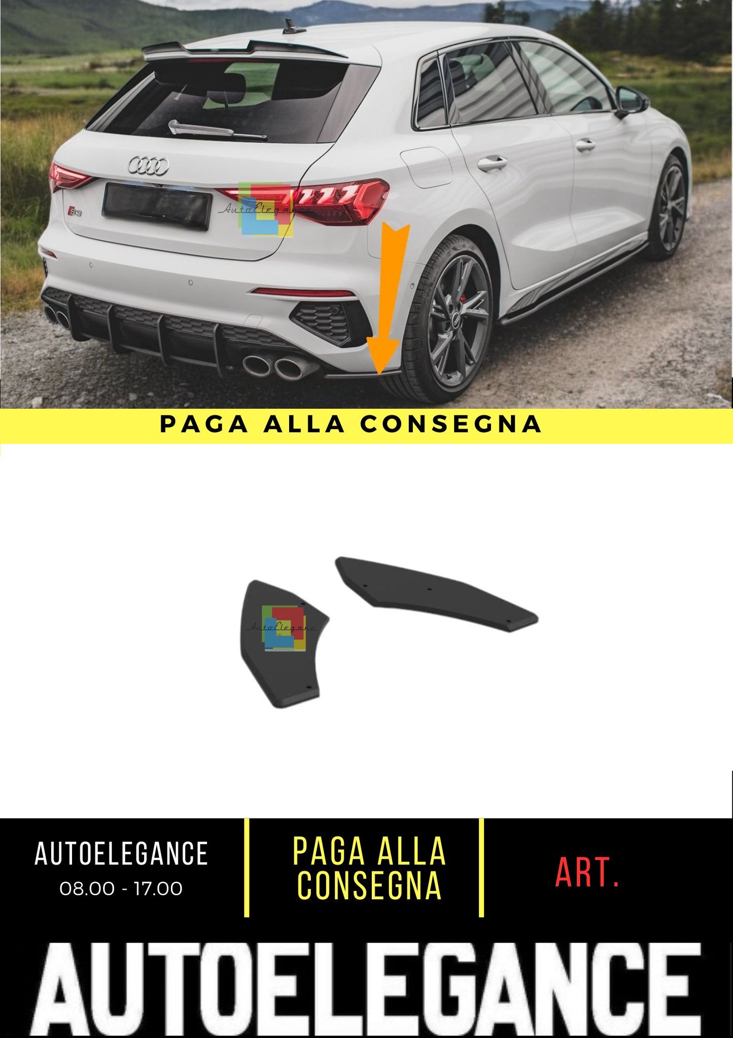 😎Street Pro Rear Side Splitters Suitable For Audi S3 Sportback 8Y😎