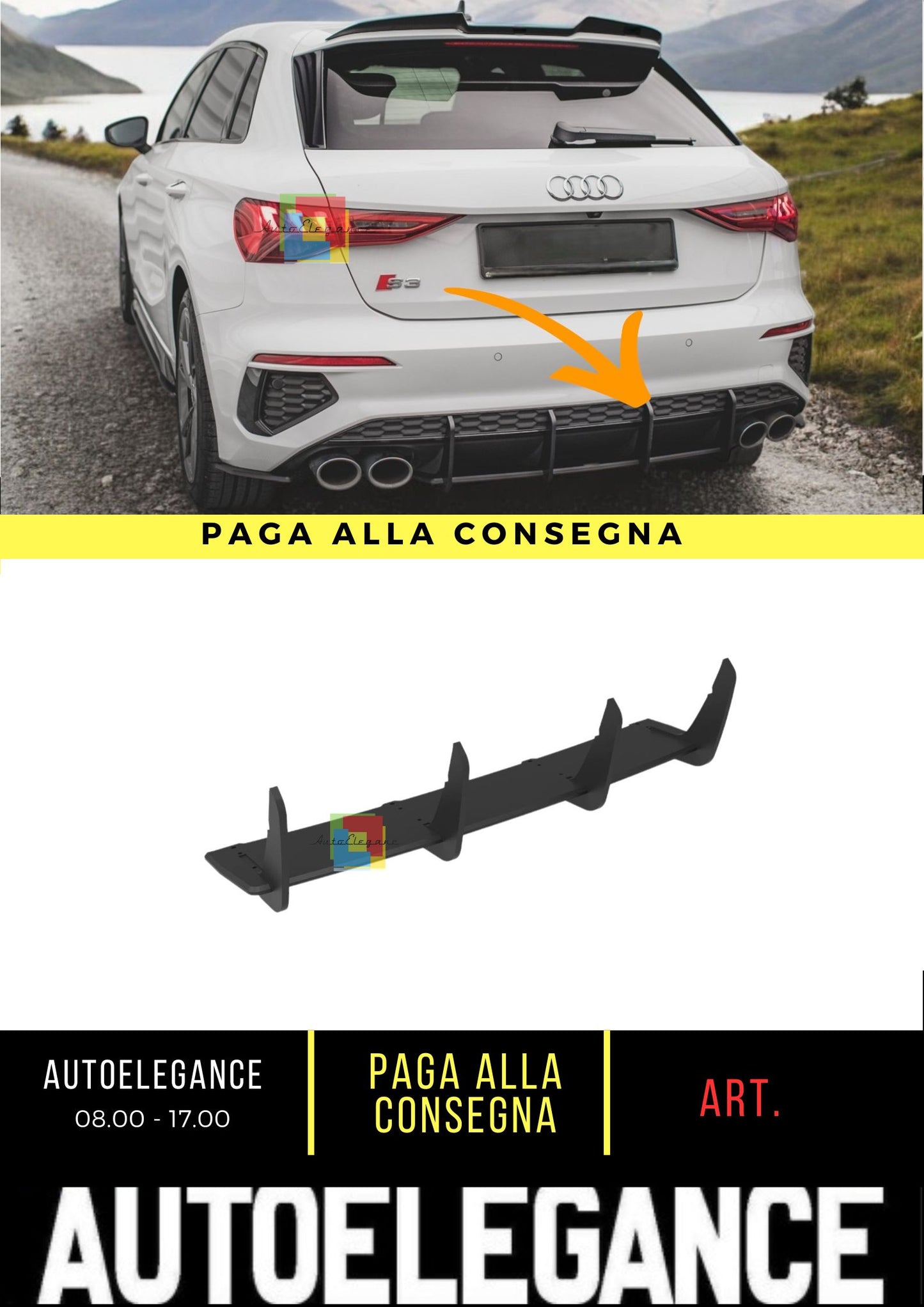 😎Street Pro Rear Diffuser Suitable For Audi S3 Sportback 8Y😎