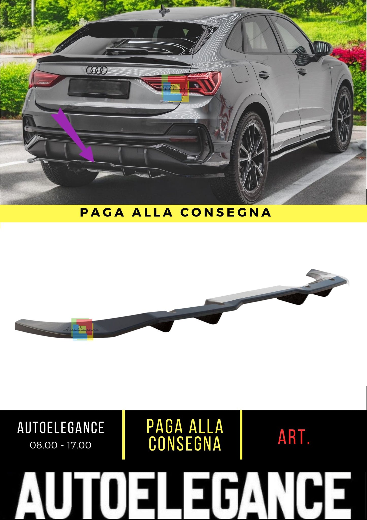 😍Splitter Posteriore Adatto Per Audi Q3 Sportback S-Line😍