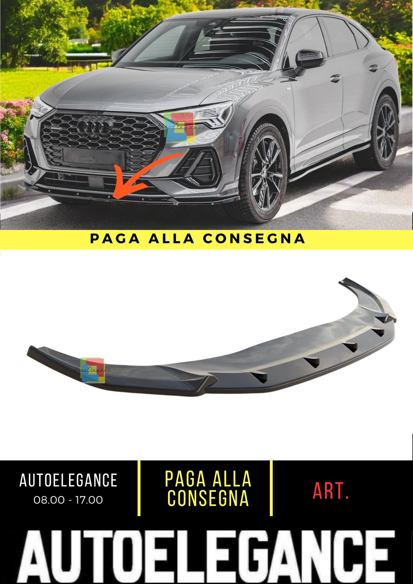 😍Splitter Anteriore V.2 Adatto Per Audi Q3 Sportback S-Line😍