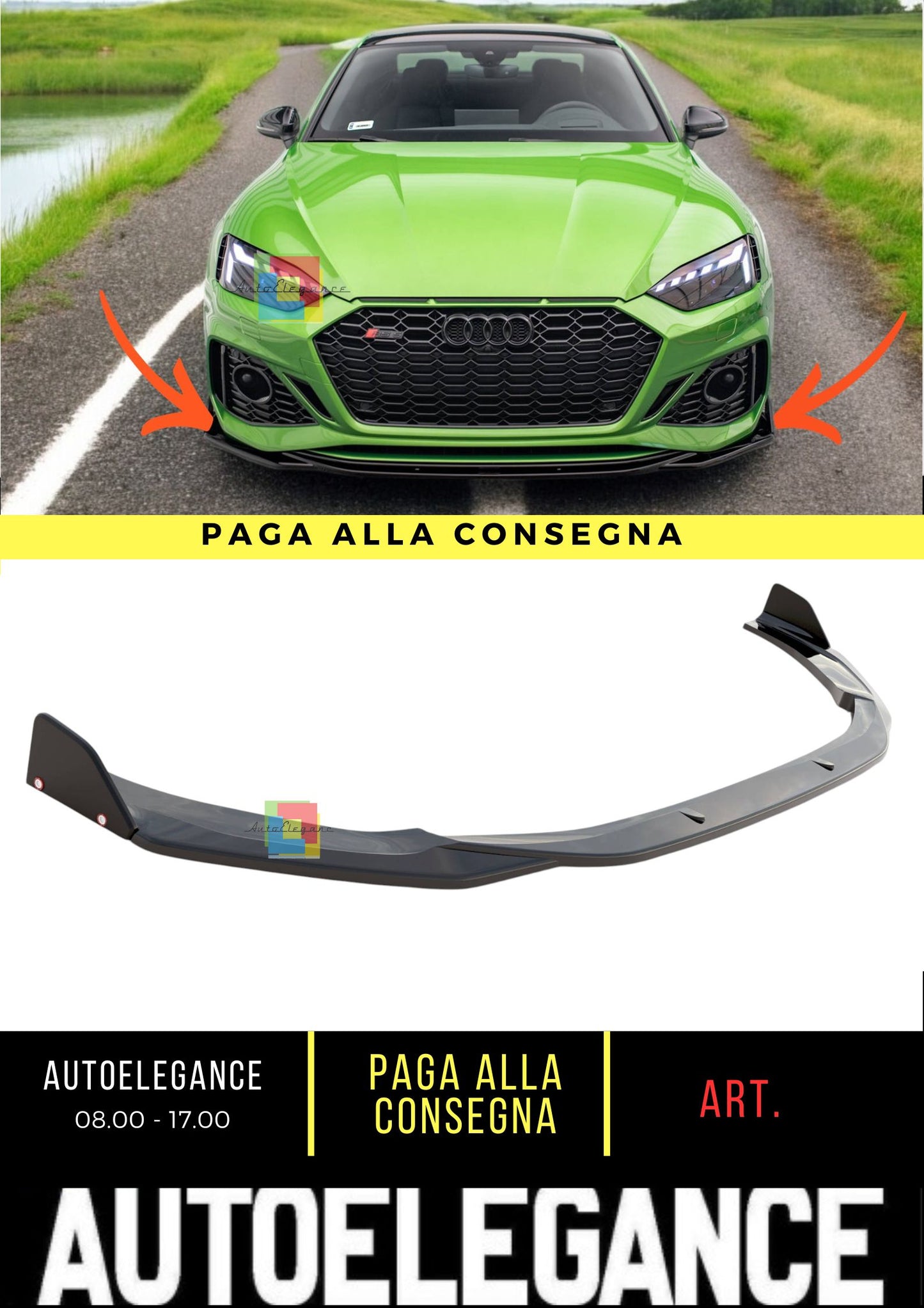 😍Splitter Anteriore V.1 + Flap Adatto Per Audi RS5 F5 Facelift😍
