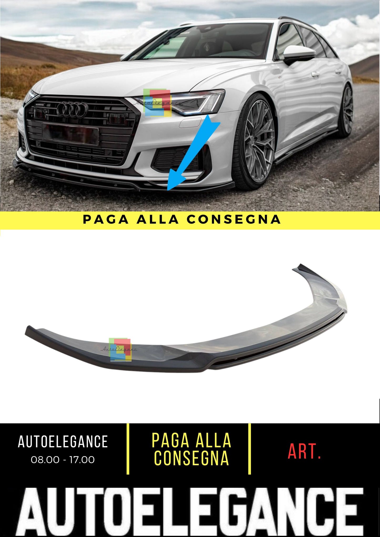 😍Splitter Anteriore V.3 Adatto Per Audi A6 S-Line / S6 C8 / C8 Facelift😍