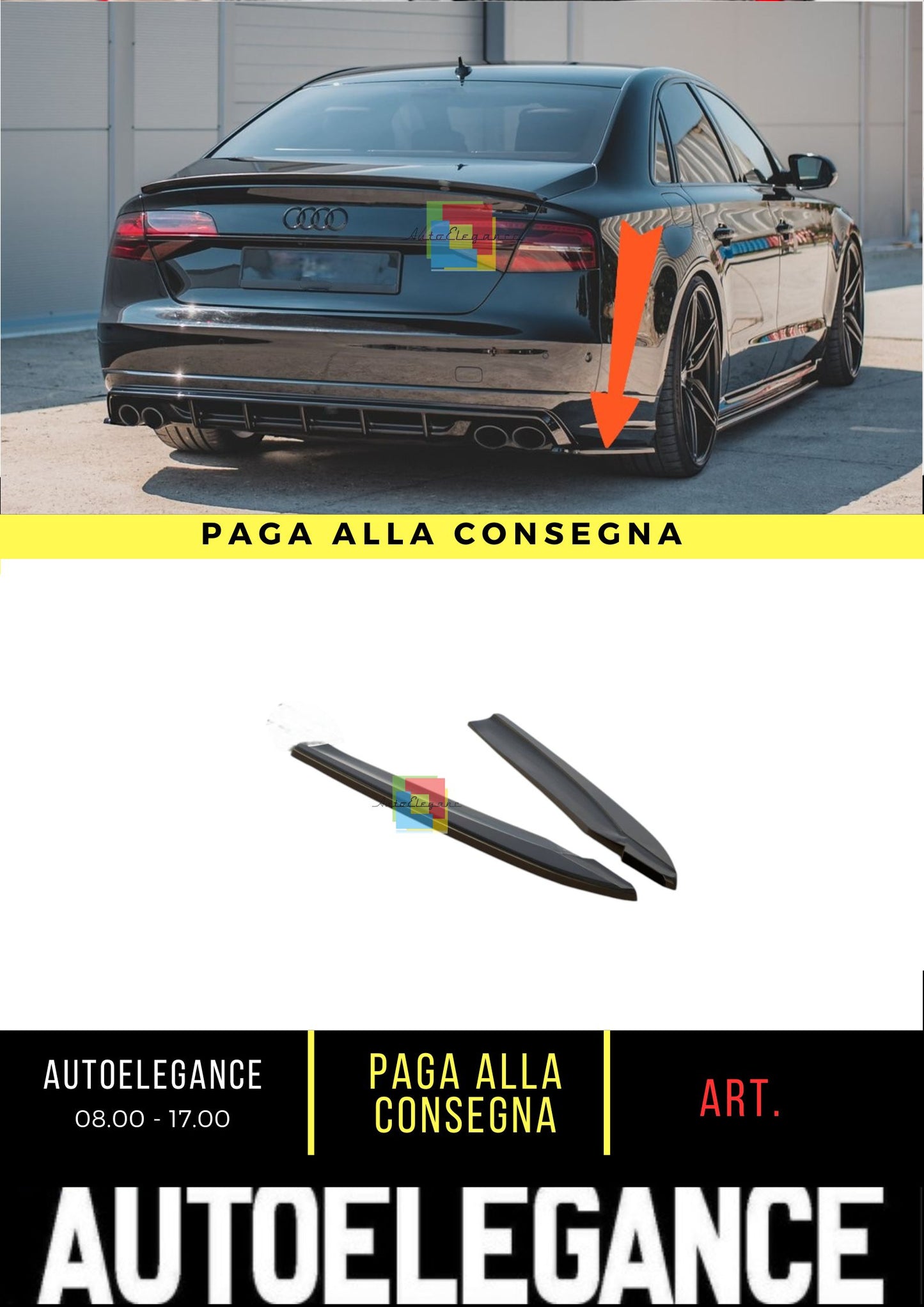 😍Splitter Laterali Posteriori V.2 Adatto Per Audi S8 D4 Facelift😍