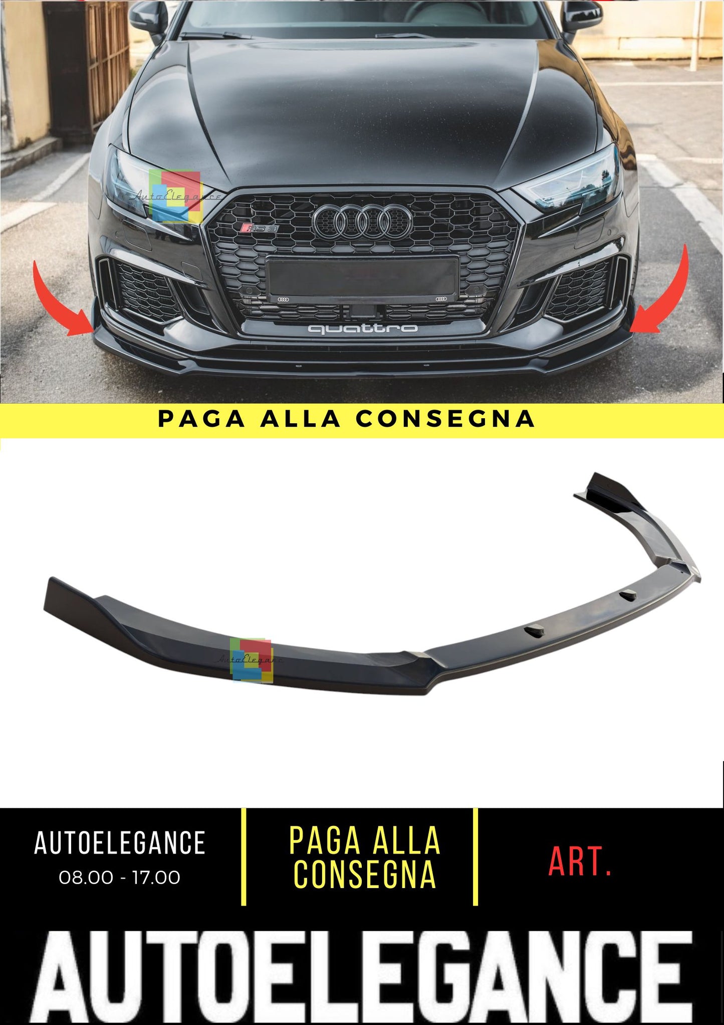 😍Front Splitter V.3 Suitable For Audi RS3 8V FL Sportback😍