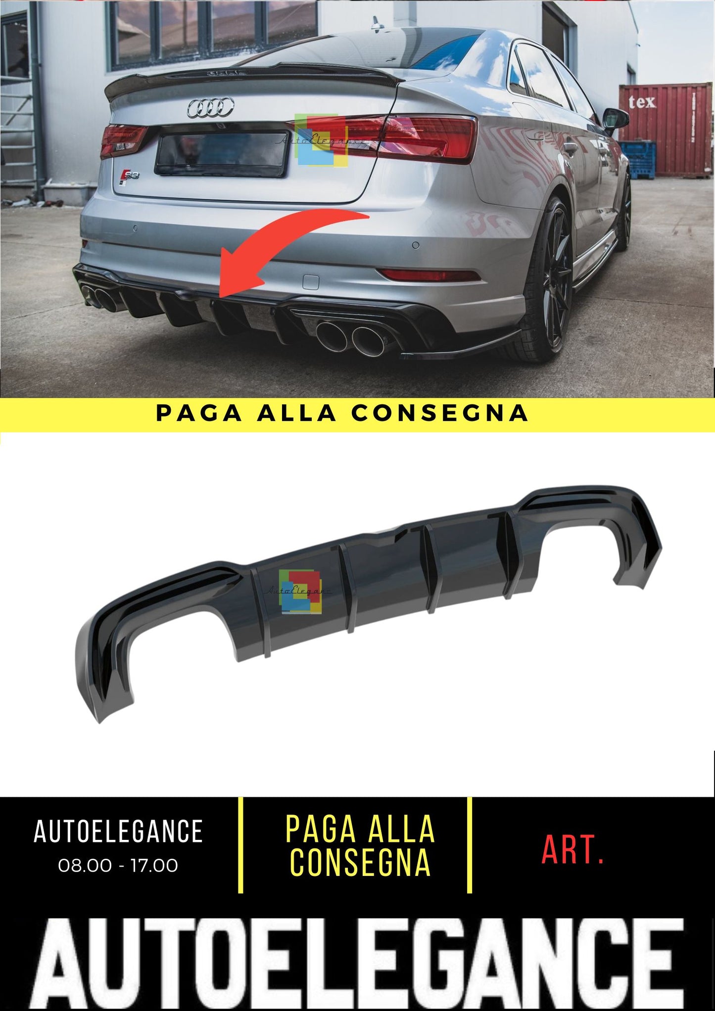 😎Spoiler Posteriore Adatto Per Audi S3 Sedan 8V Facelift😎