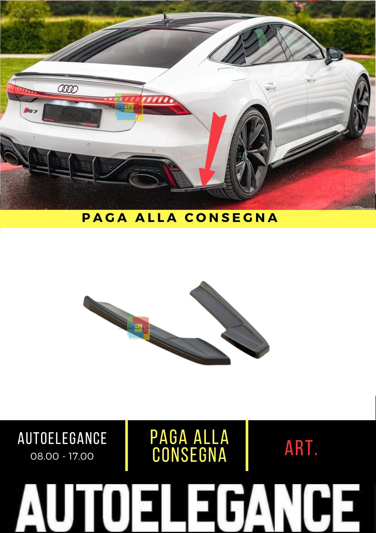 😎Splitter Laterali Pposteriori V.1 Adatto Per Audi RS7 C8😎
