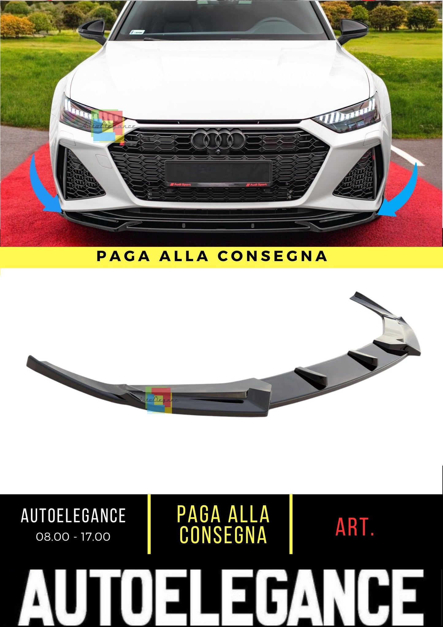 😎Splitter Anteriore V.1 Adatto Per Audi RS7 C8😎