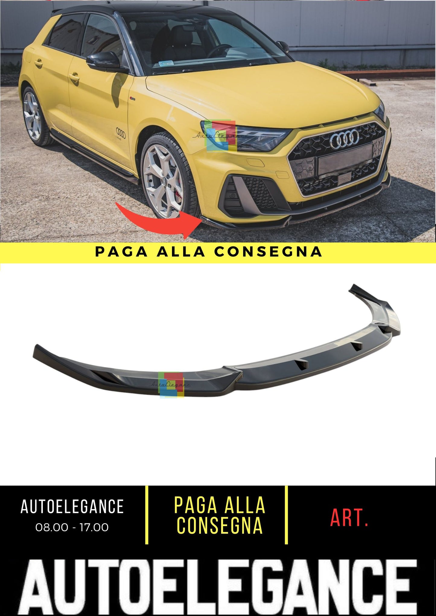 😎Splitter Anteriore V.3 ADatto Per Audi A1 S-Line GB😎