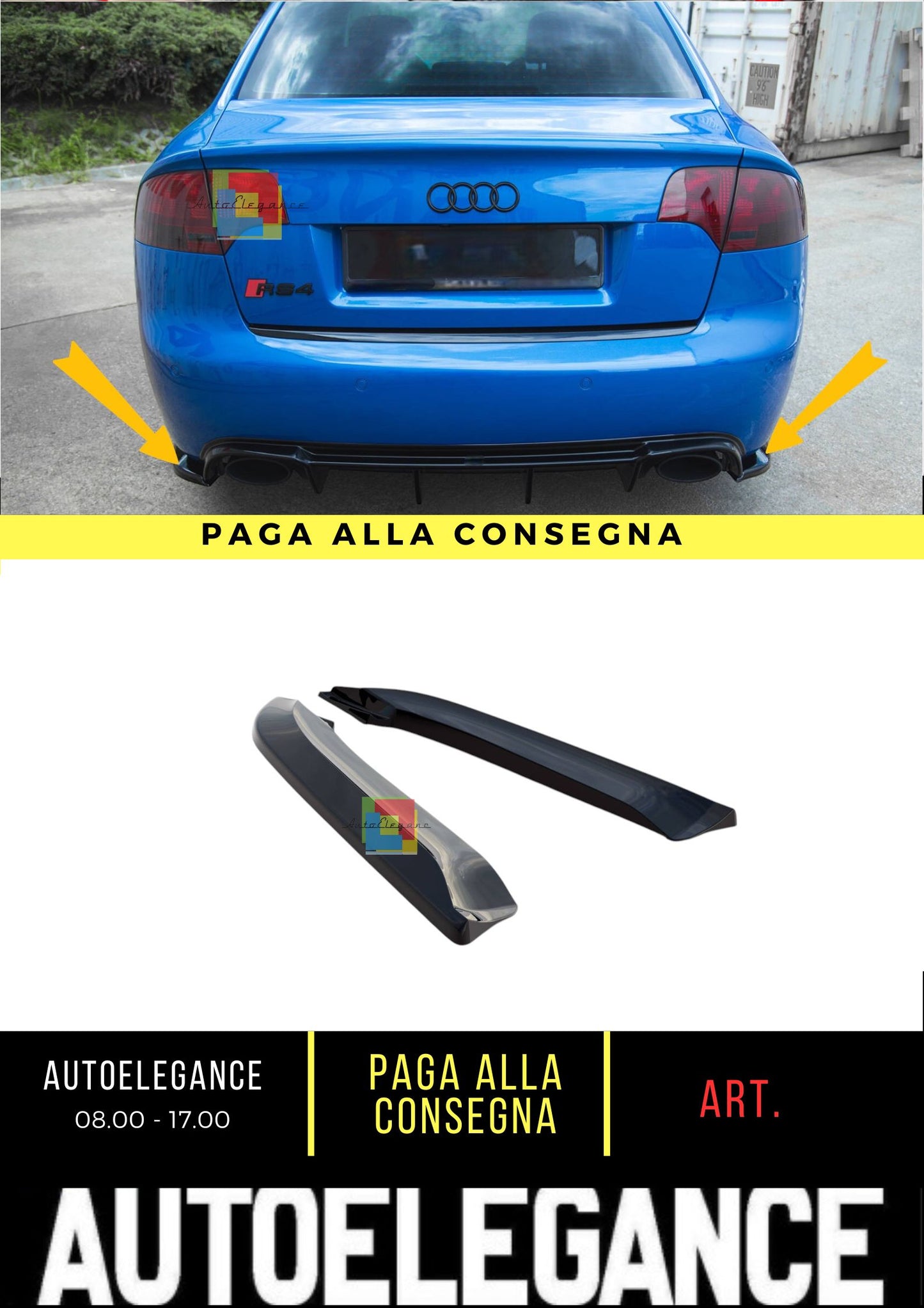 🔥Rear Side Splitters V.2 Suitable For Audi RS4 Sedan B7🔥