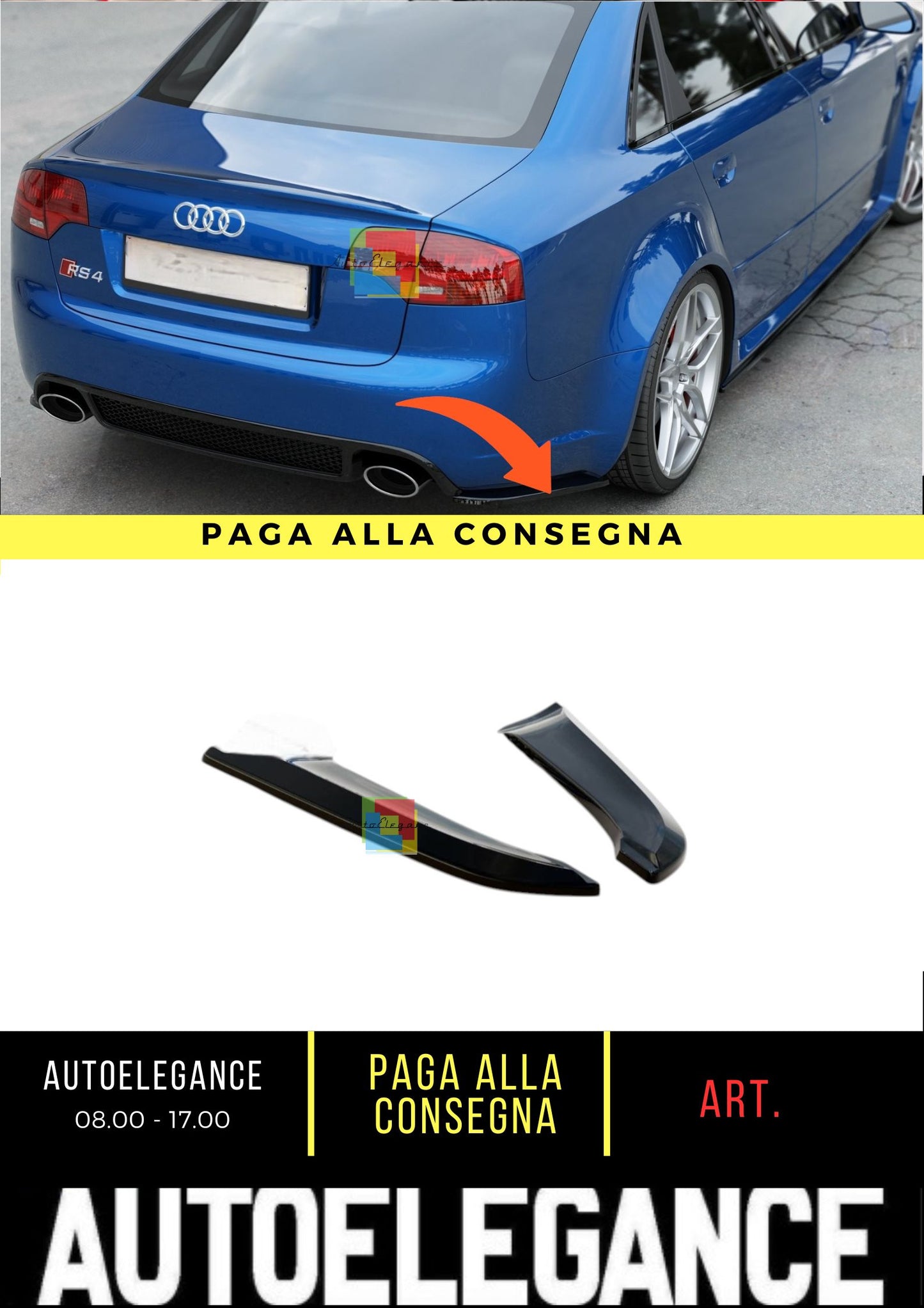 🔥Splitter Laterali Posteriori V.1 Adatto Per Audi RS4 Berlina B7🔥